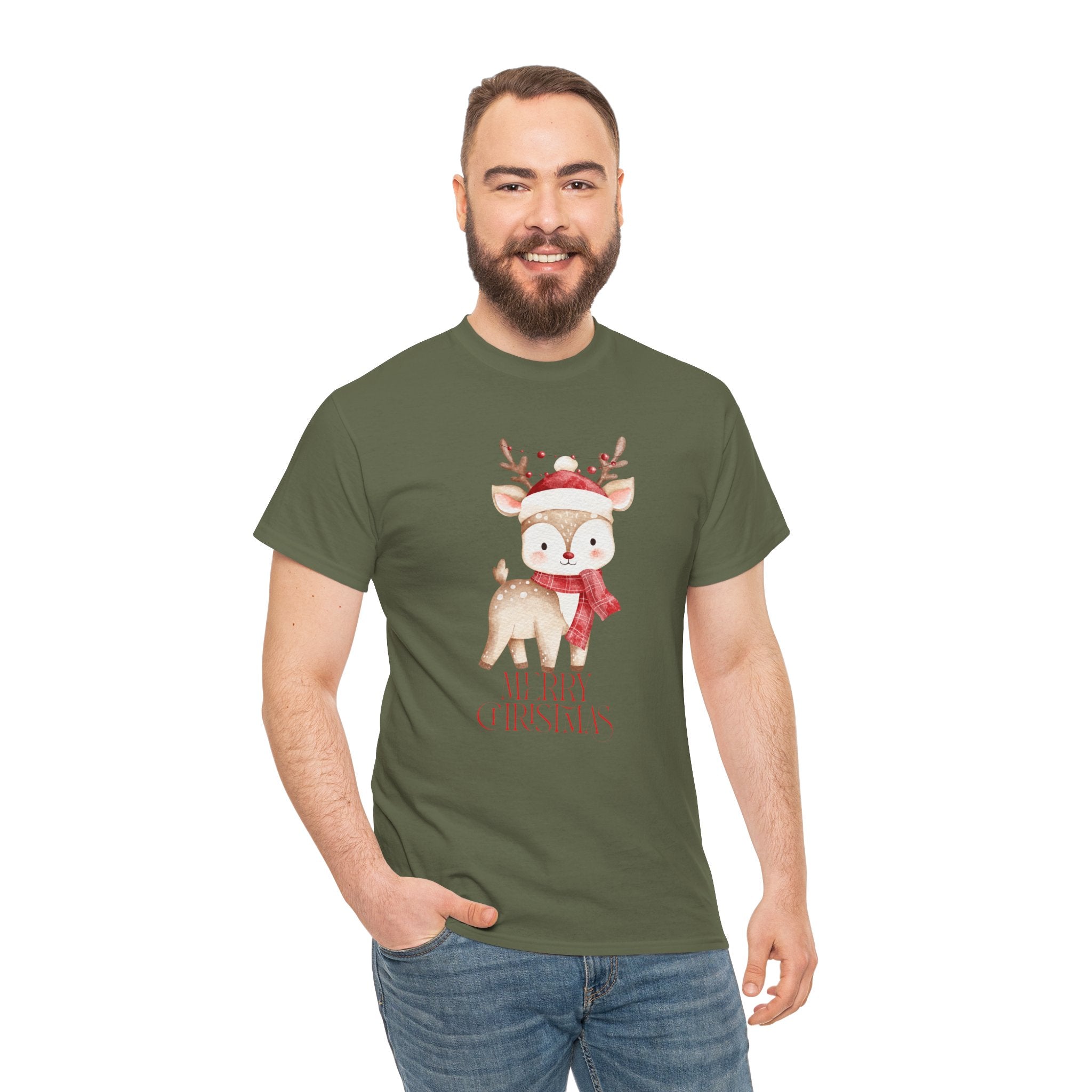 Kids' Cute Reindeer Christmas Tee – Merry Christmas Woodland Holiday Shirt