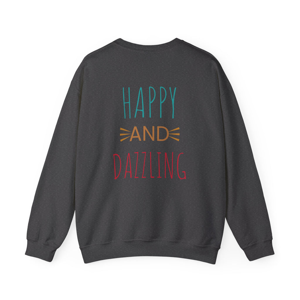 Happy and Dazzling Unisex Heavy Blend™ Crewneck Sweatshirt, Cozy Gift, Casual Wear, Everyday Comfort, Perfect for Birthdays or Celebrations