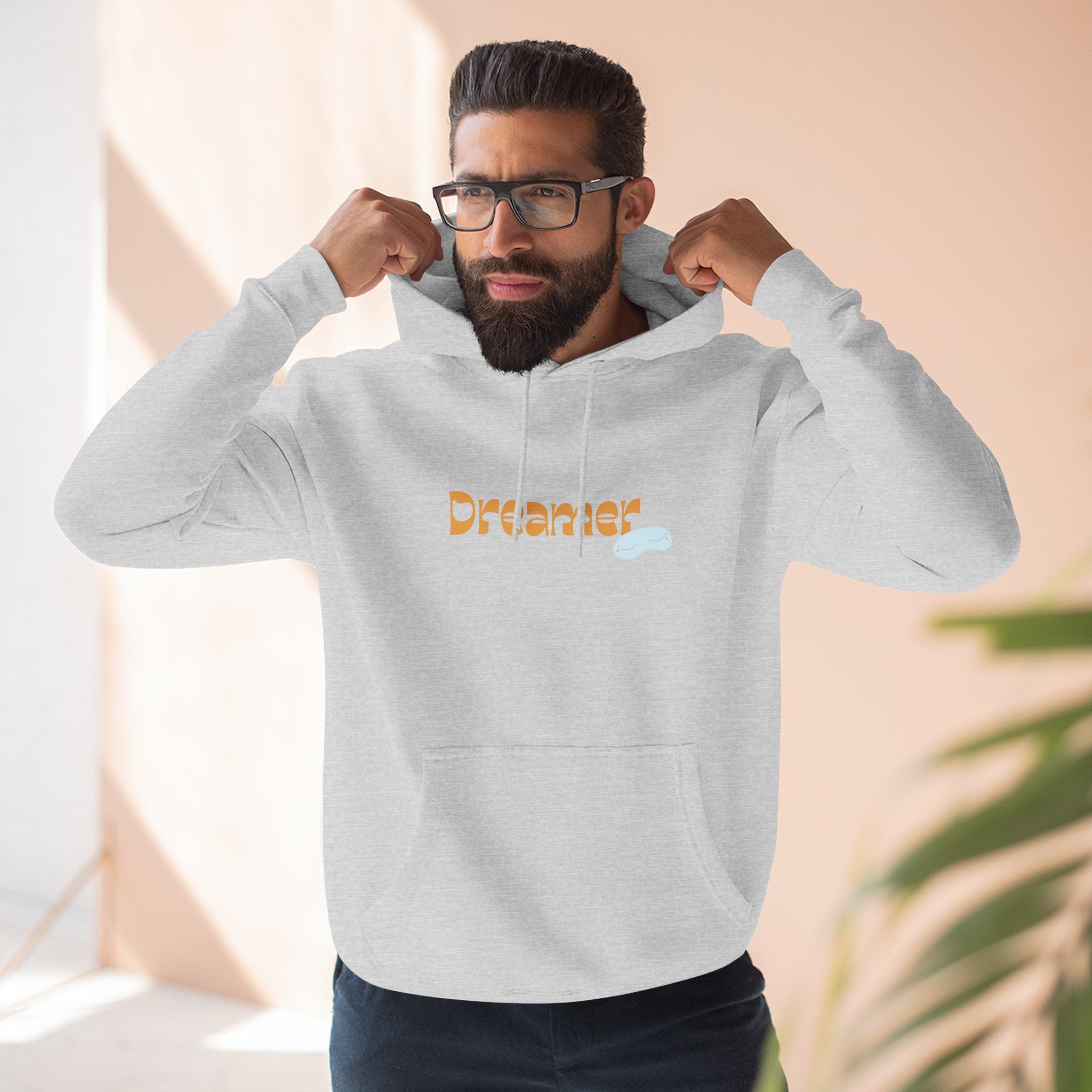 Dreamer Three-Panel Fleece Hoodie | Cozy Sweatshirt, Gift for Dreamers, Casual Wear, Inspirational Apparel, Everyday Comfort