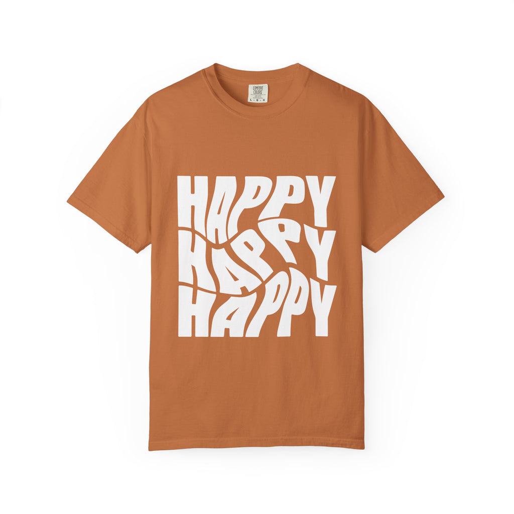 Happy Vibes Unisex Garment-Dyed T-shirt | Positive Affirmation Tee, Casual Wear, Gift for Friends, Summer Style, Comfort Apparel