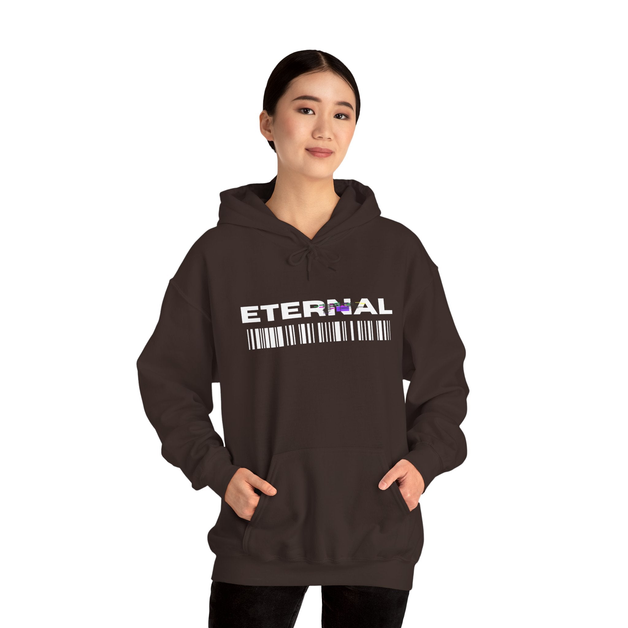 Eternal Barcode Hoodie — Black Graphic Pullover