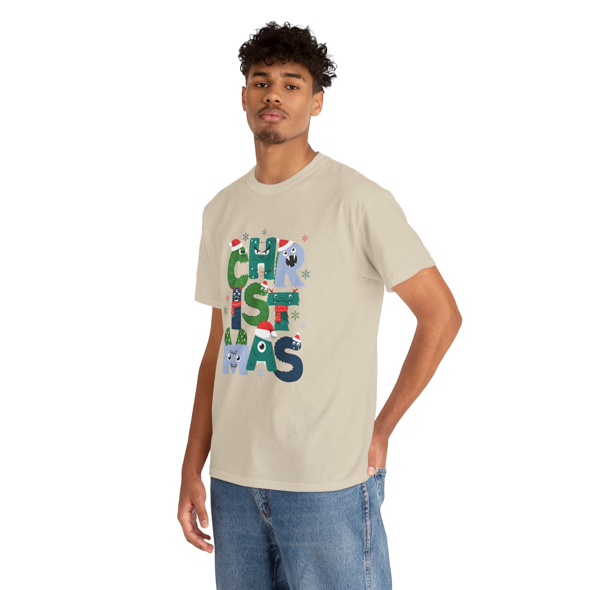 Christmas Graphic Tee — Cute Holiday "CHRISTMAS" Lettering T‑Shirt