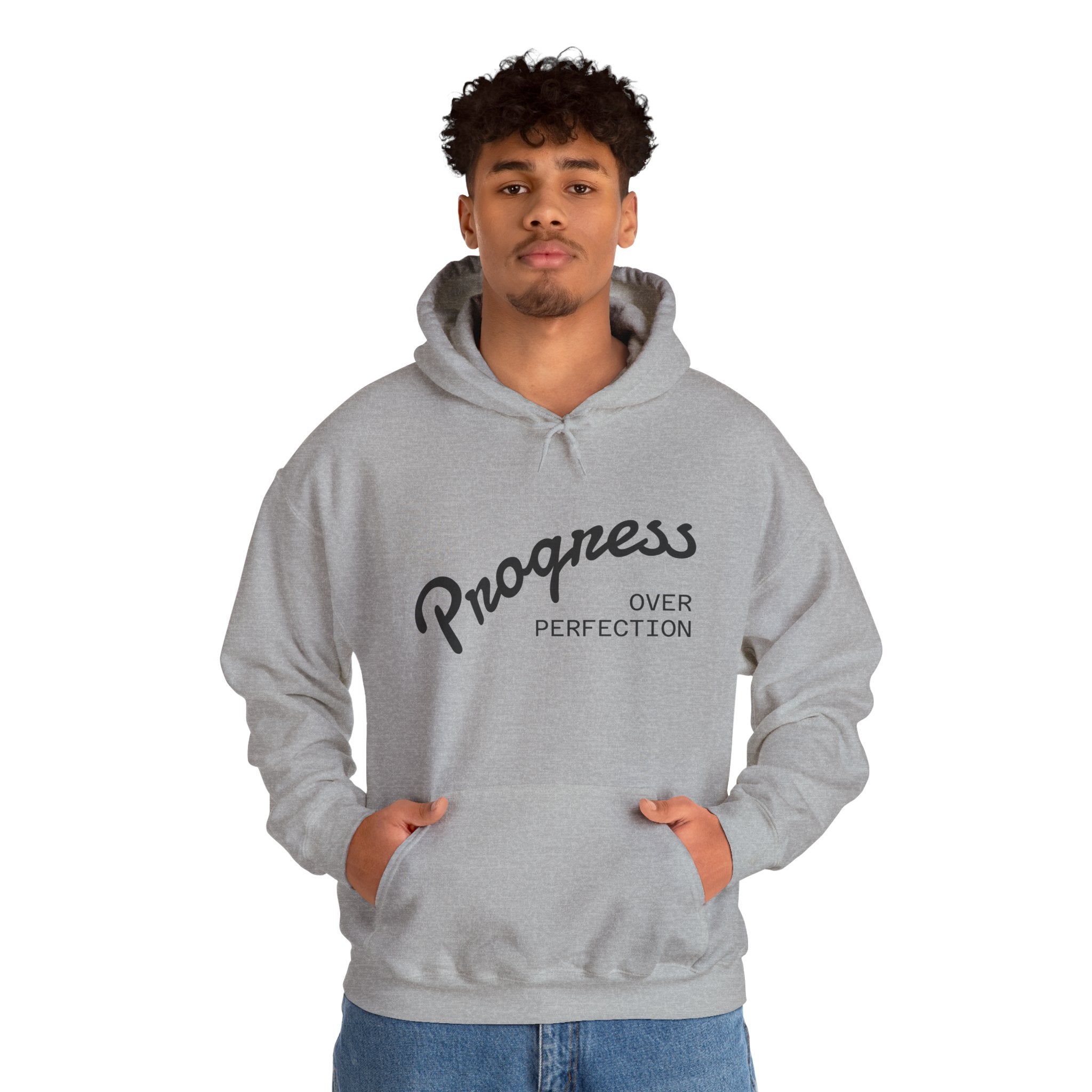 Progress Over Perfection Hoodie, Motivational Sweatshirt, Unisex Hooded Sweatshirt, Cozy Casual Wear, Gift for Her, Inspirational Apparel