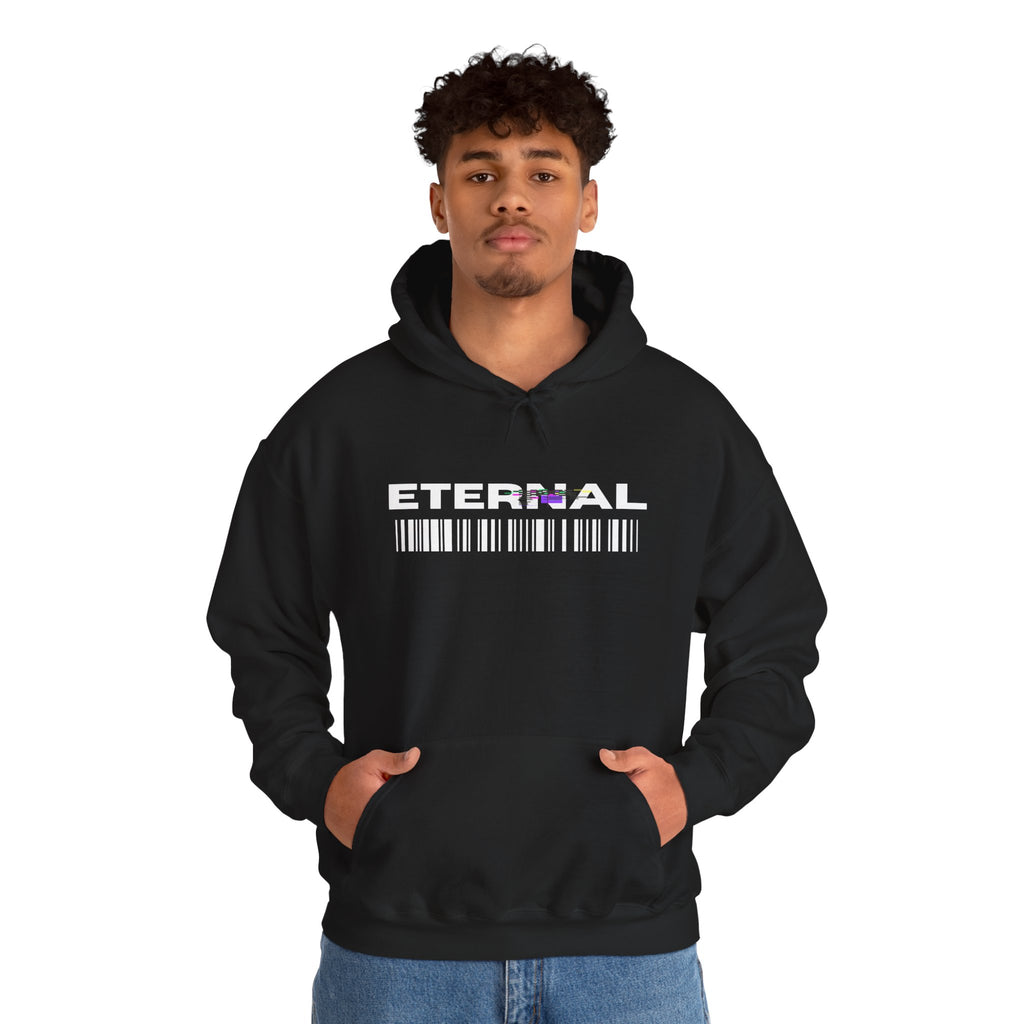 Eternal Barcode Hoodie — Black Graphic Pullover