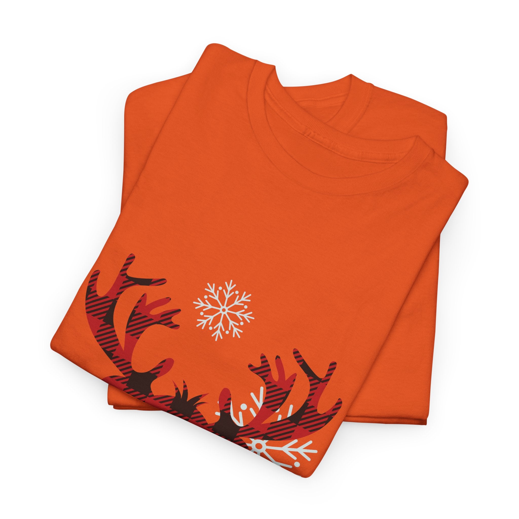Christmas Reindeer T-Shirt — Cute Plaid Antler Design "Merry Christmas"
