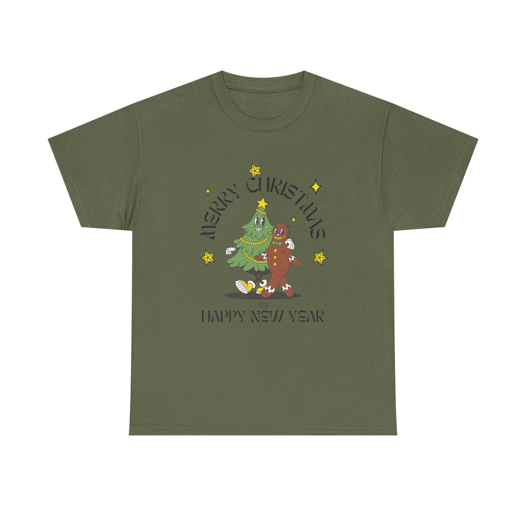 Christmas Gingerbread Tree Tee - "Merry Christmas, Happy New Year" Holiday Shirt