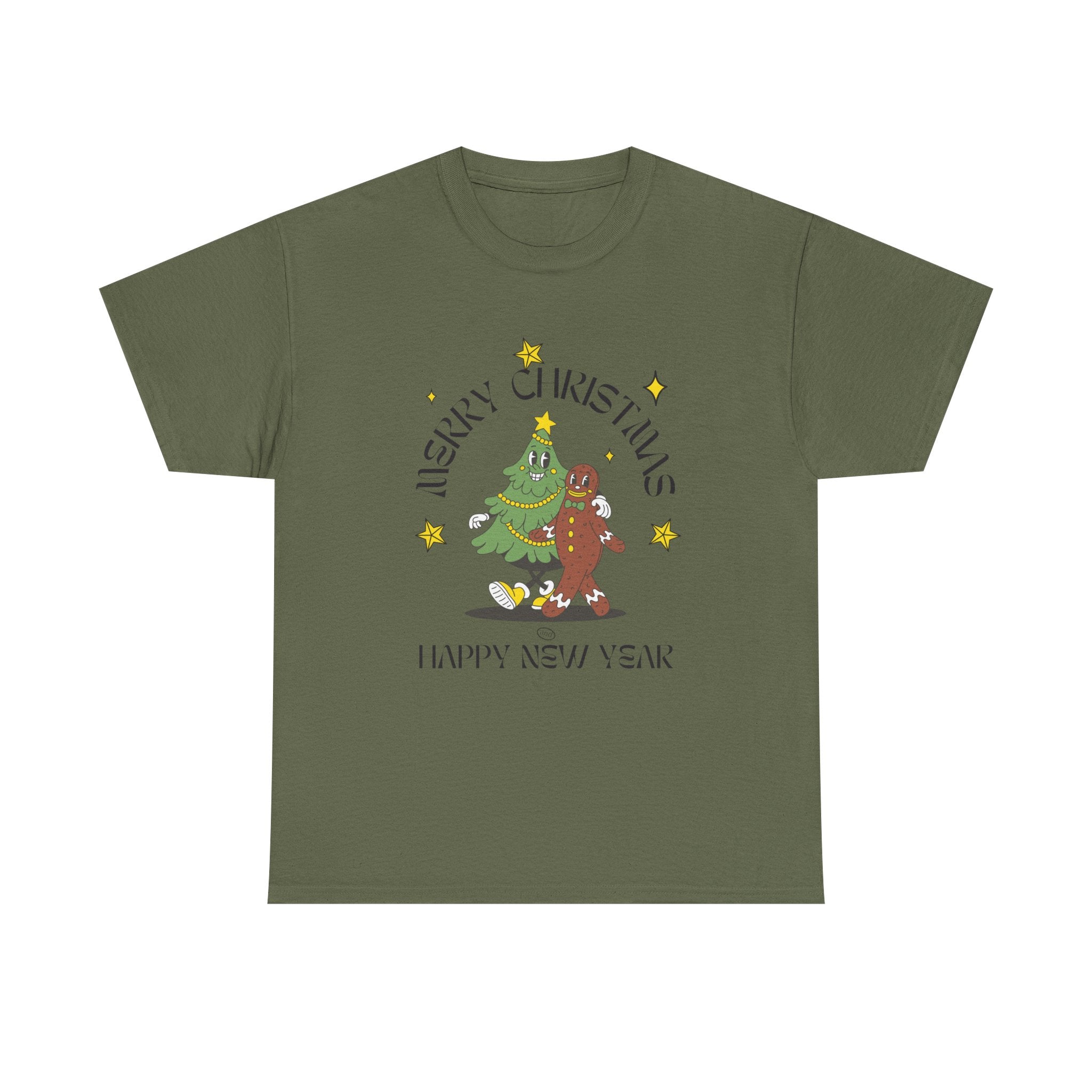 Christmas Gingerbread Tree Tee - "Merry Christmas, Happy New Year" Holiday Shirt