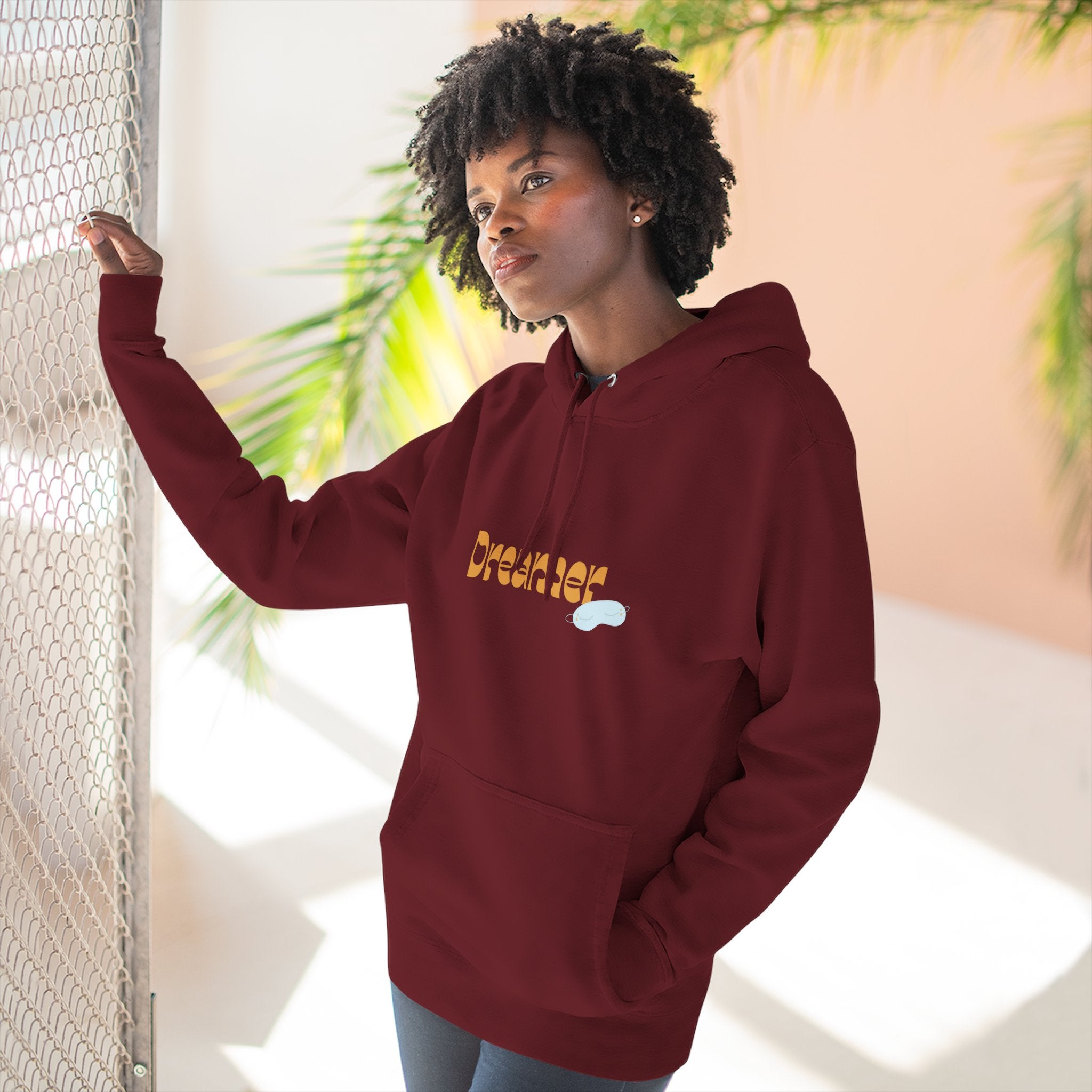 Dreamer Three-Panel Fleece Hoodie | Cozy Sweatshirt, Gift for Dreamers, Casual Wear, Inspirational Apparel, Everyday Comfort