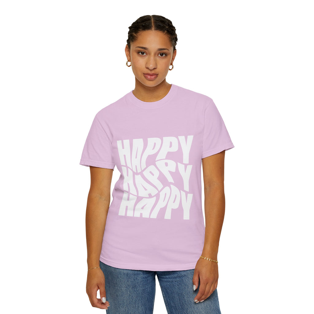 Happy Vibes Unisex Garment-Dyed T-shirt | Positive Affirmation Tee, Casual Wear, Gift for Friends, Summer Style, Comfort Apparel