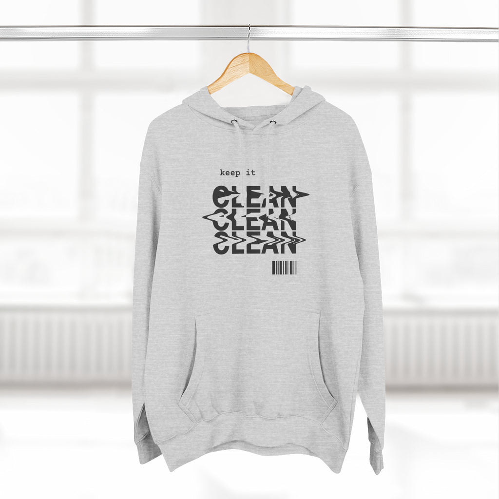 Stylish Fleece Hoodie with ‘Keep It Clean’ Design, Cozy Winter Apparel, Ideal for Casual Outfits, Gifts for Friends, Unique Streetwear