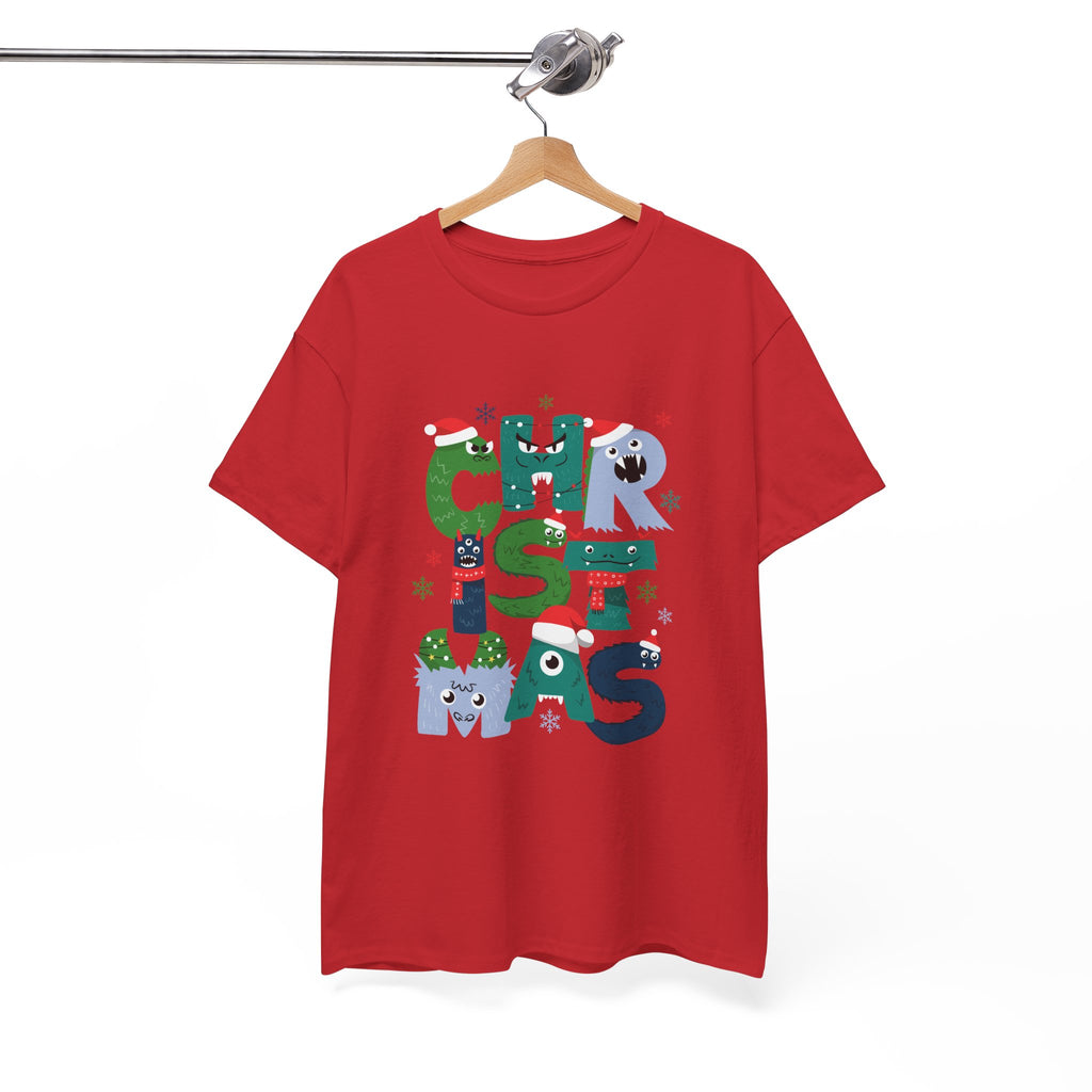 Christmas Graphic Tee — Cute Holiday "CHRISTMAS" Lettering T‑Shirt