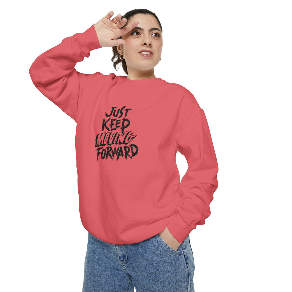 Motivational Sweatshirt - Just Keep Moving Forward, Unisex Garment-Dyed Crewneck, Cozy Gift, Inspirational Apparel, Perfect for Every [...]