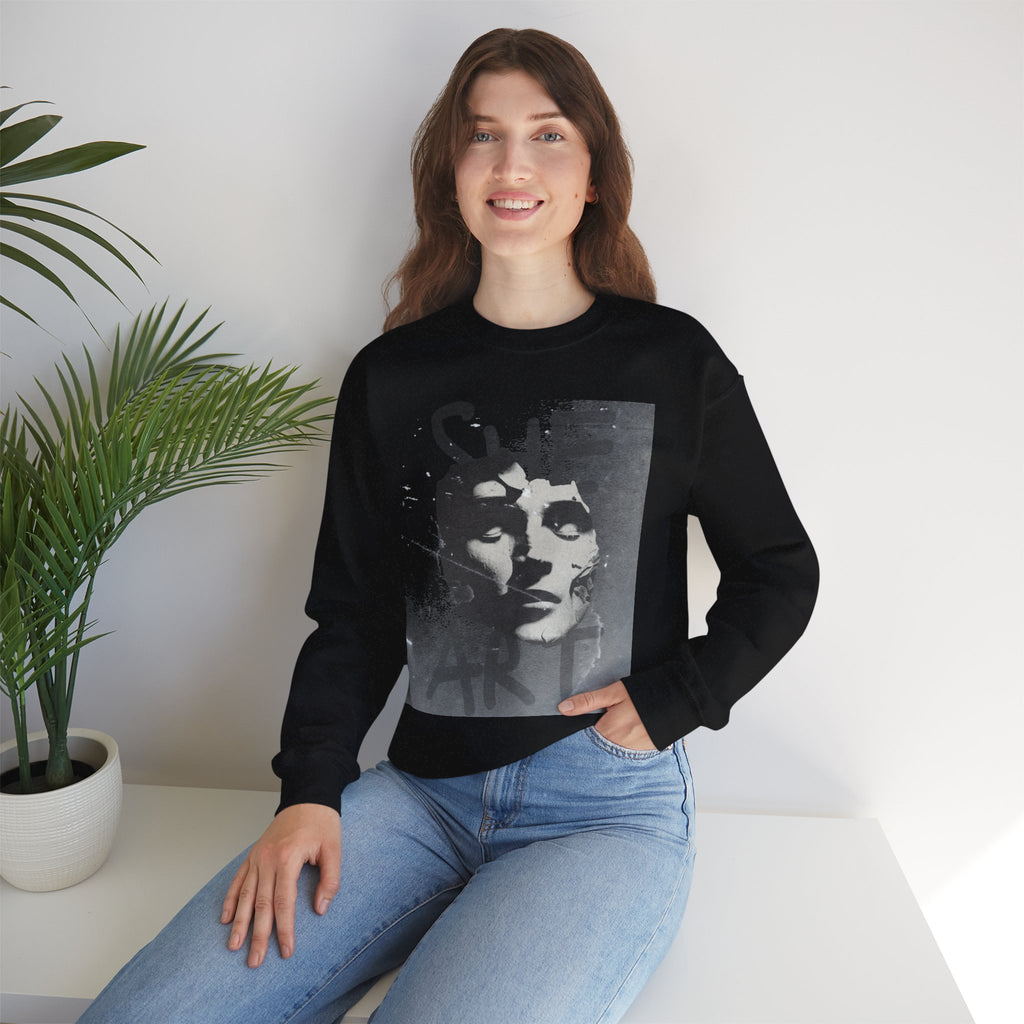 Artistic Unisex Crewneck Sweatshirt - SHE ART Graphic, Cozy Fashion, Bold Statement Piece, Gift for Creatives, Everyday Wear