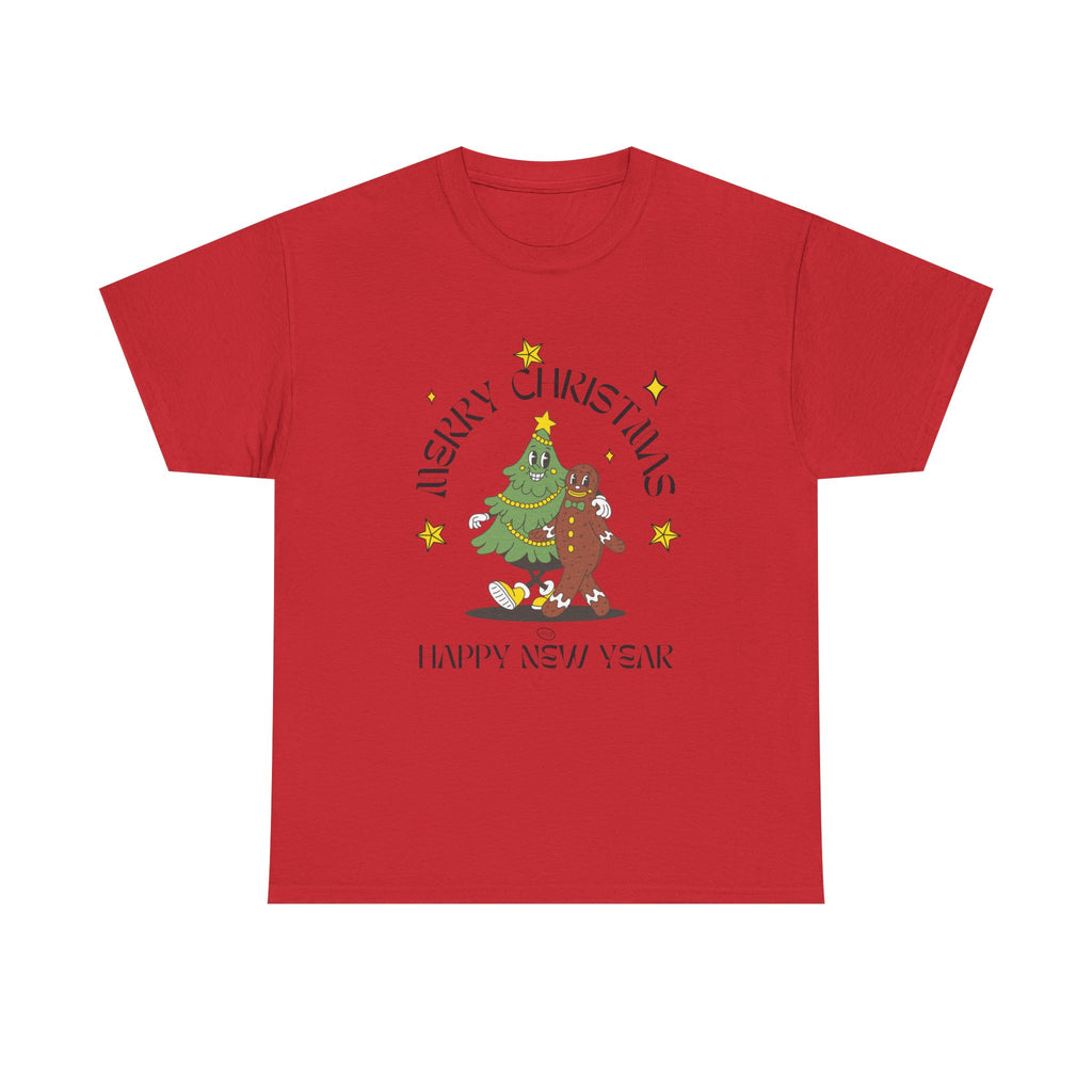 Christmas Gingerbread Tree Tee - "Merry Christmas, Happy New Year" Holiday Shirt
