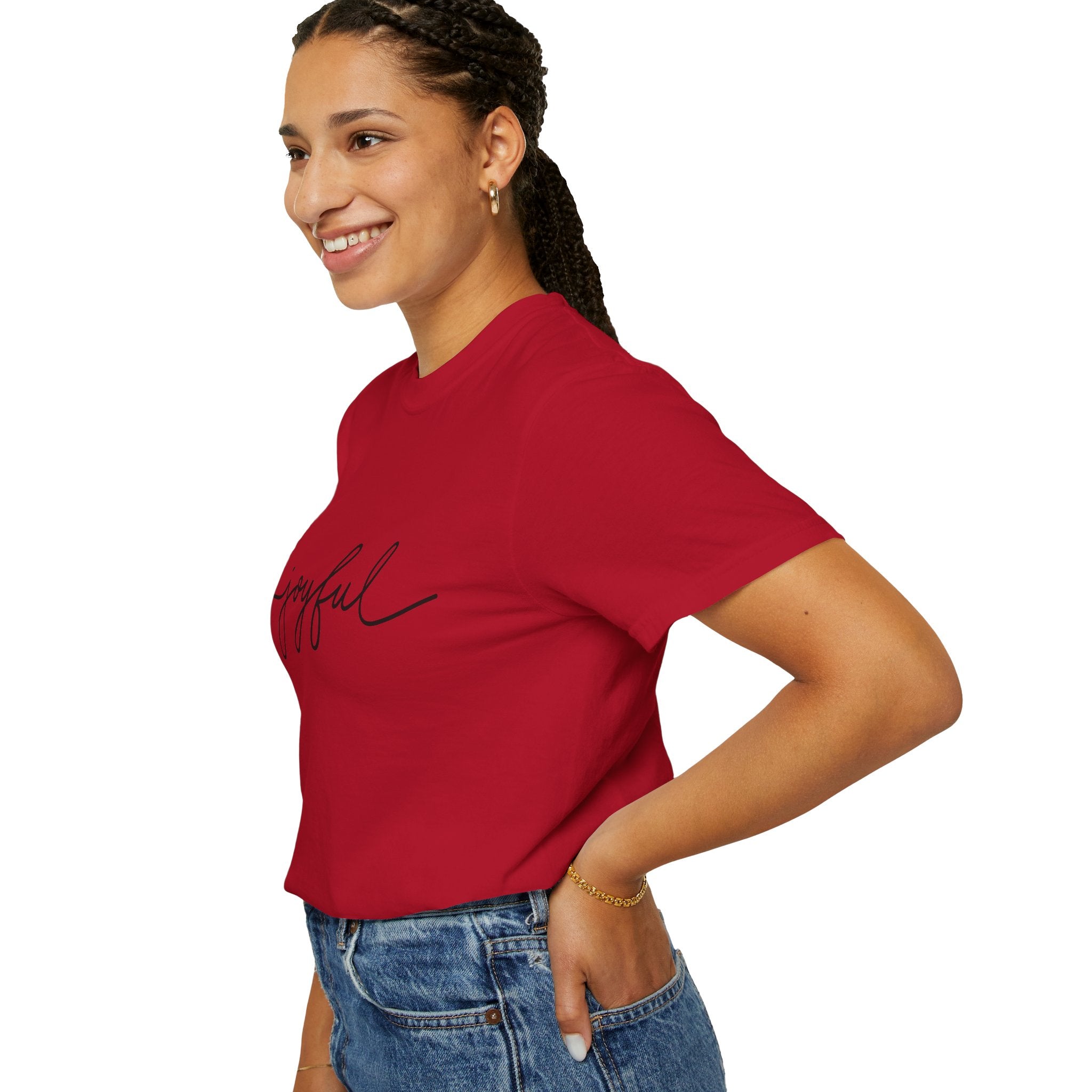 Joyful Unisex Garment-Dyed T-Shirt, Positive Vibes Shirt, Casual Everyday Tee, Gift for Friends, Birthday Celebration Top