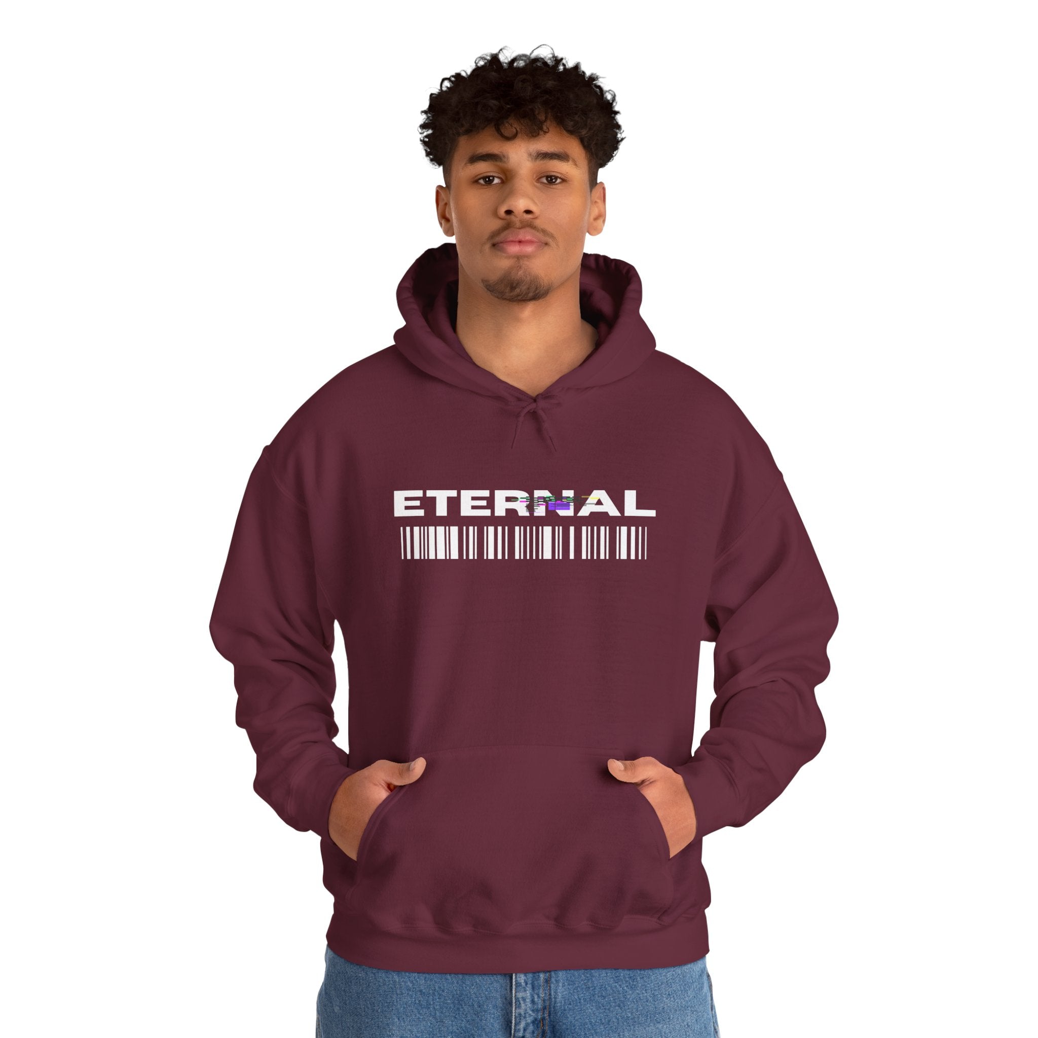 Eternal Barcode Hoodie — Black Graphic Pullover