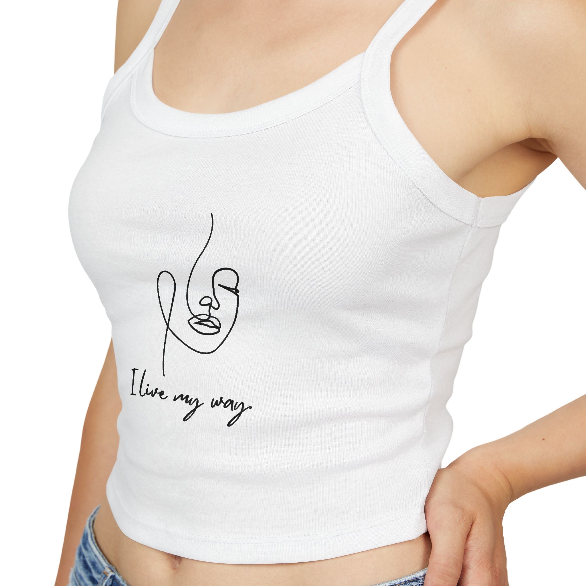 Women's Spaghetti Strap Tank Top, I Love My Way, Casual Summer Wear, Beach Outfit, Graphic Crop Top, Gift for Her