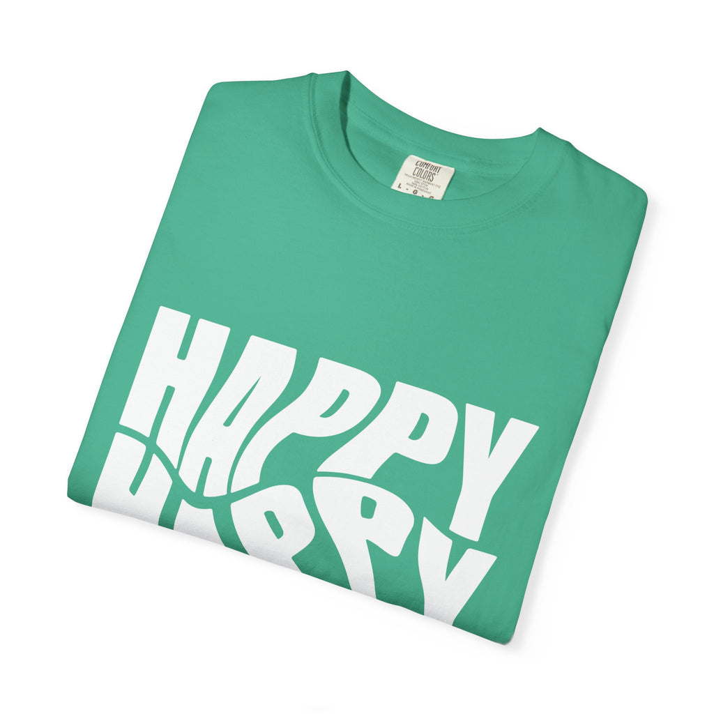 Happy Vibes Unisex Garment-Dyed T-shirt | Positive Affirmation Tee, Casual Wear, Gift for Friends, Summer Style, Comfort Apparel
