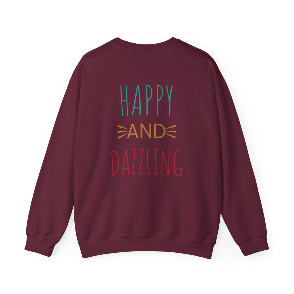Happy and Dazzling Unisex Heavy Blend™ Crewneck Sweatshirt, Cozy Gift, Casual Wear, Everyday Comfort, Perfect for Birthdays or Celebrations
