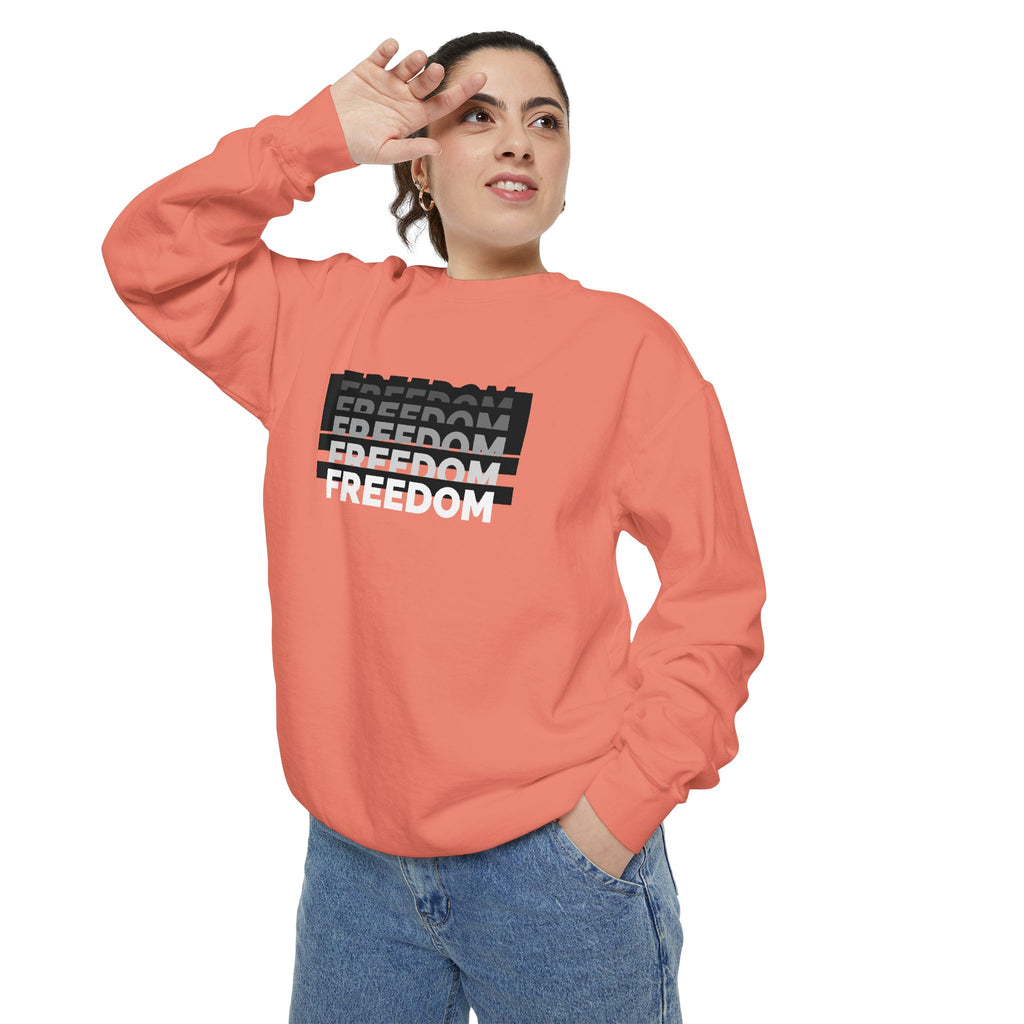 Freedom Unisex Garment-Dyed Sweatshirt - Cozy Casual Wear, Gift for Him/Her, Perfect for Relaxation, Street Style, Everyday Comfort