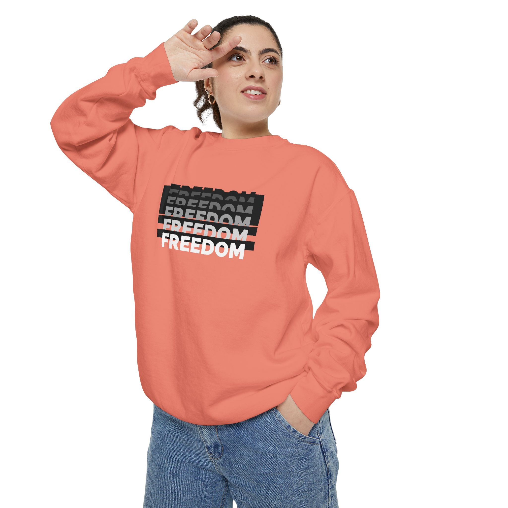 Freedom Unisex Garment-Dyed Sweatshirt - Cozy Casual Wear, Gift for Him/Her, Perfect for Relaxation, Street Style, Everyday Comfort