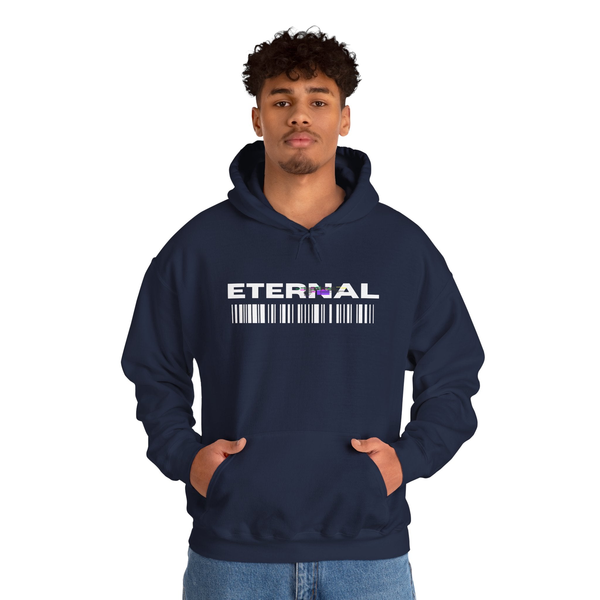Eternal Barcode Hoodie — Black Graphic Pullover