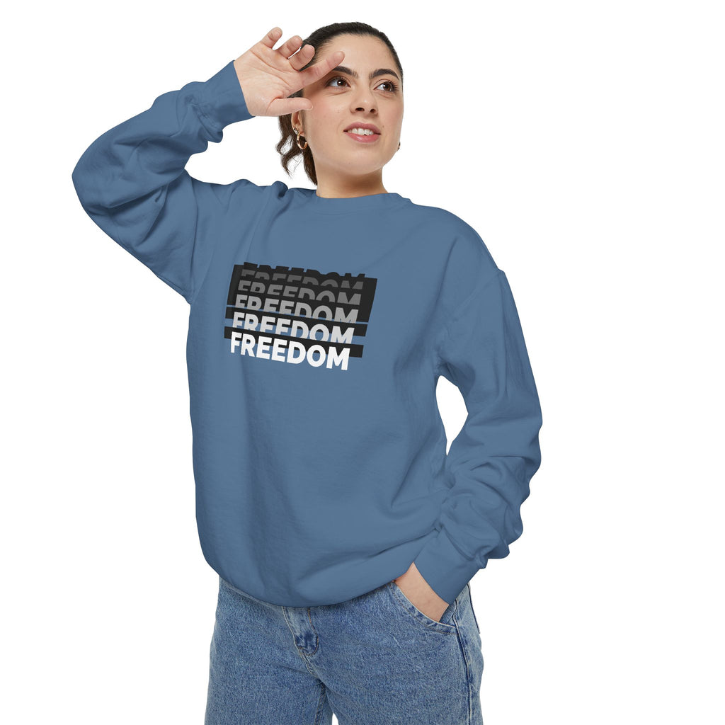 Freedom Unisex Garment-Dyed Sweatshirt - Cozy Casual Wear, Gift for Him/Her, Perfect for Relaxation, Street Style, Everyday Comfort