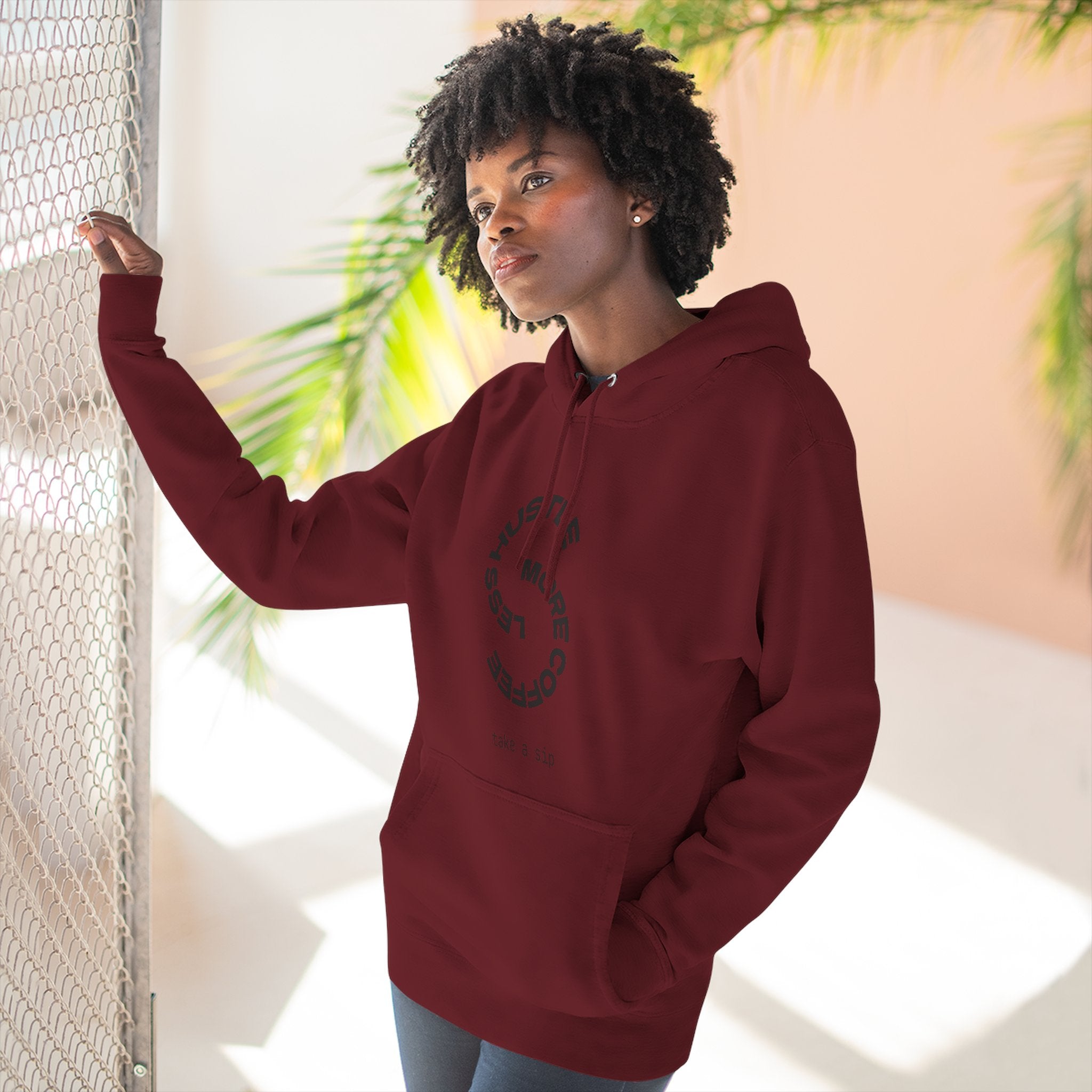 Cozy Coffee Lover's Hoodie, Fleece Sweatshirt, Relaxed Casual Wear, Gift for Coffee Enthusiasts, Perfect for Winter