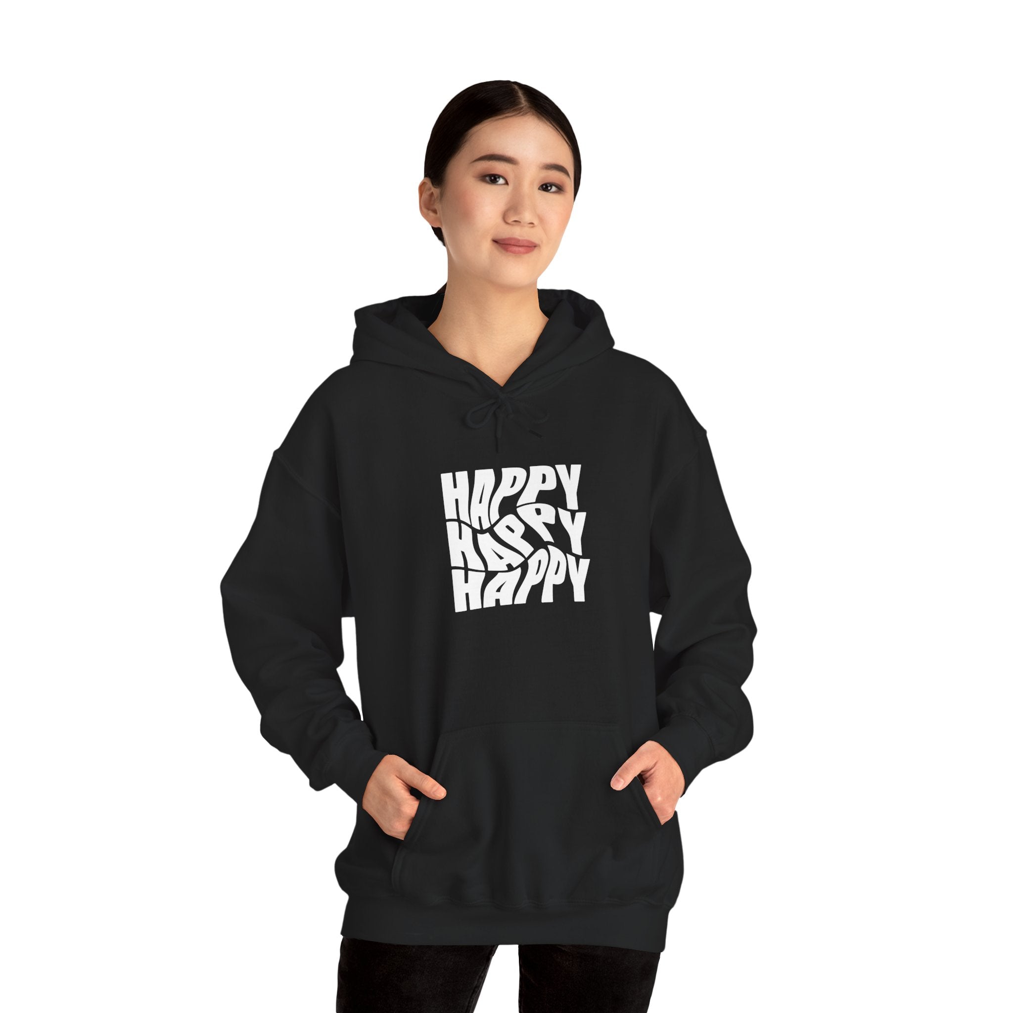 Happy Vibe Unisex Hoodie, Cozy Sweatshirt, Gift for Friends, Casual Wear, Birthday Gift, Everyday Comfort