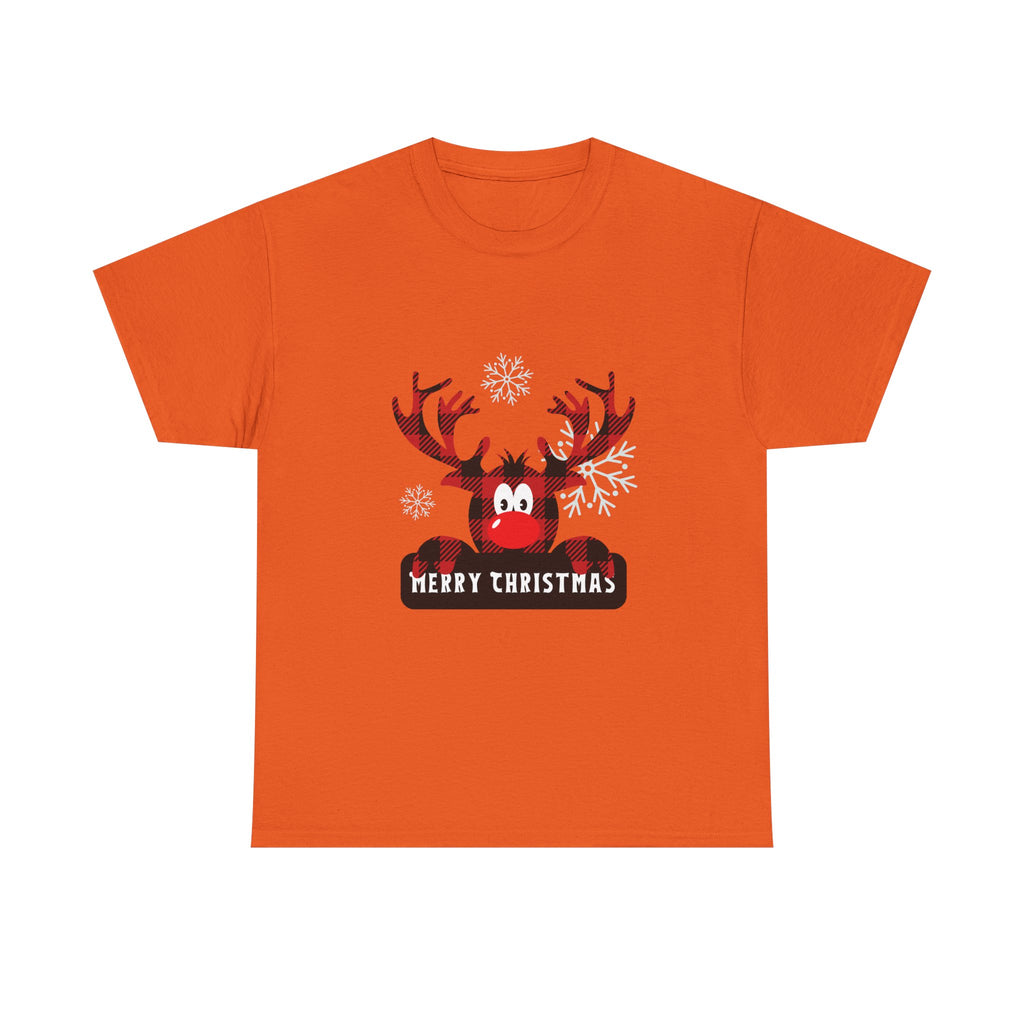 Christmas Reindeer T-Shirt — Cute Plaid Antler Design "Merry Christmas"