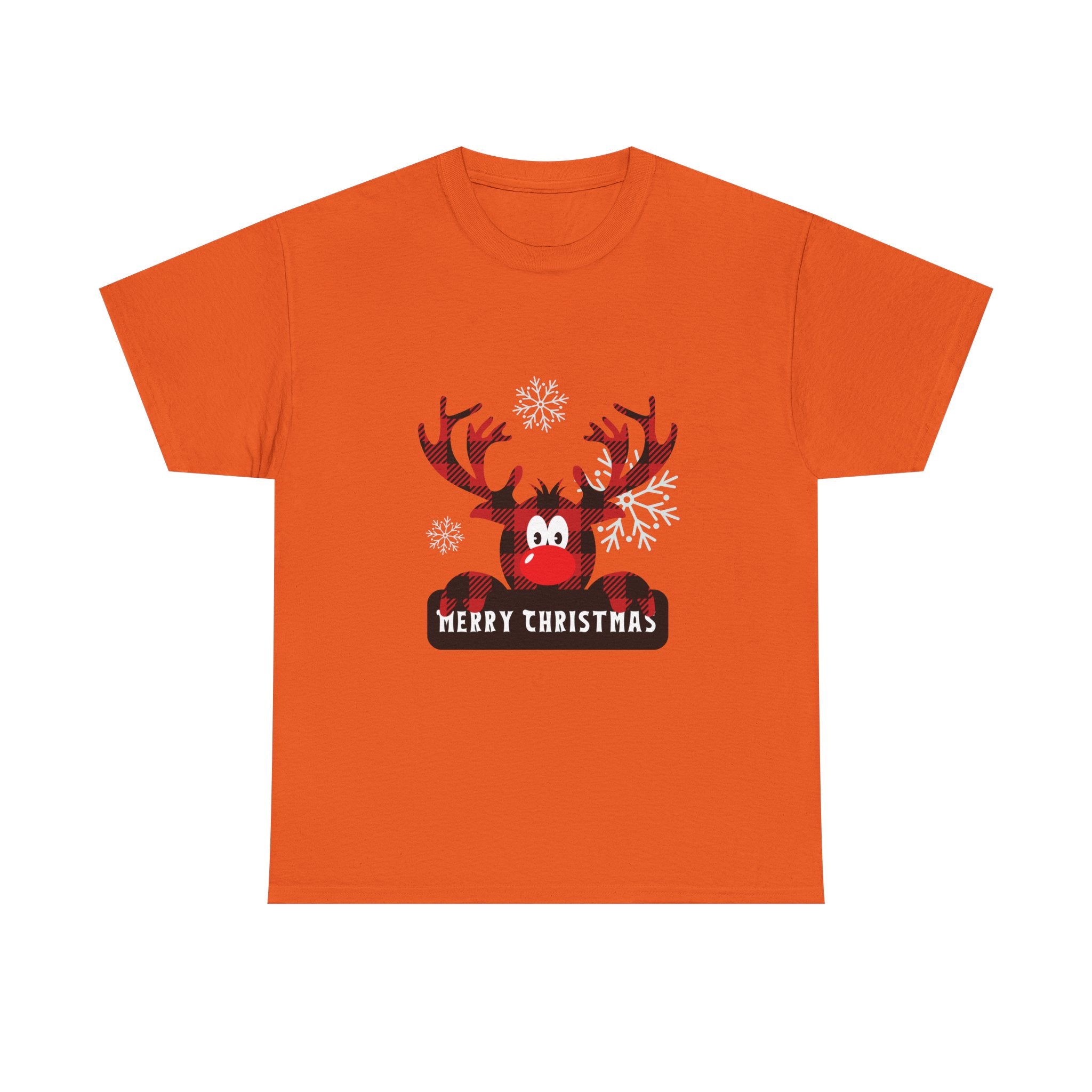 Christmas Reindeer T-Shirt — Cute Plaid Antler Design "Merry Christmas"