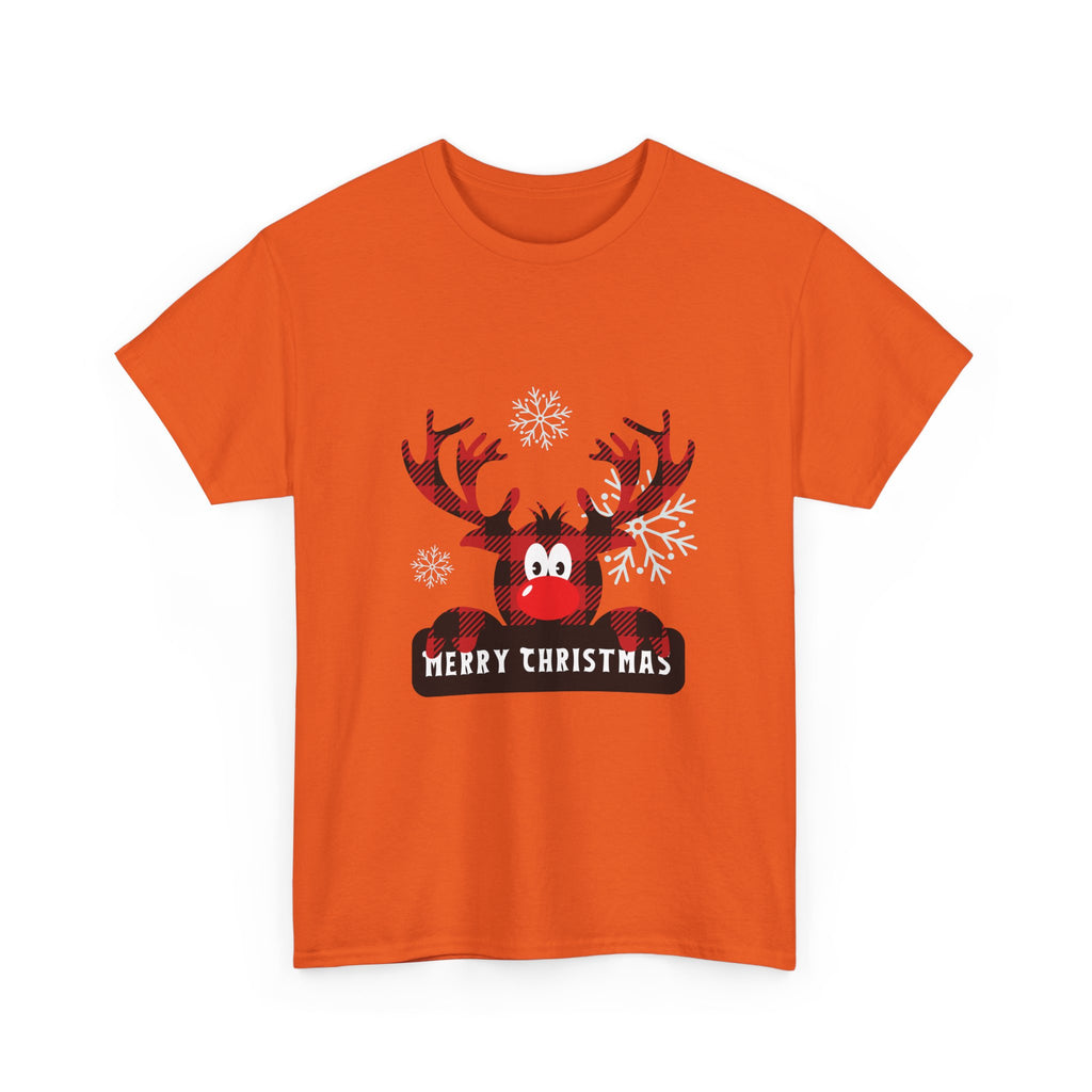 Christmas Reindeer T-Shirt — Cute Plaid Antler Design "Merry Christmas"