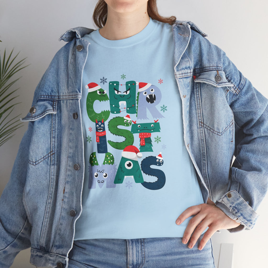 Christmas Graphic Tee — Cute Holiday "CHRISTMAS" Lettering T‑Shirt