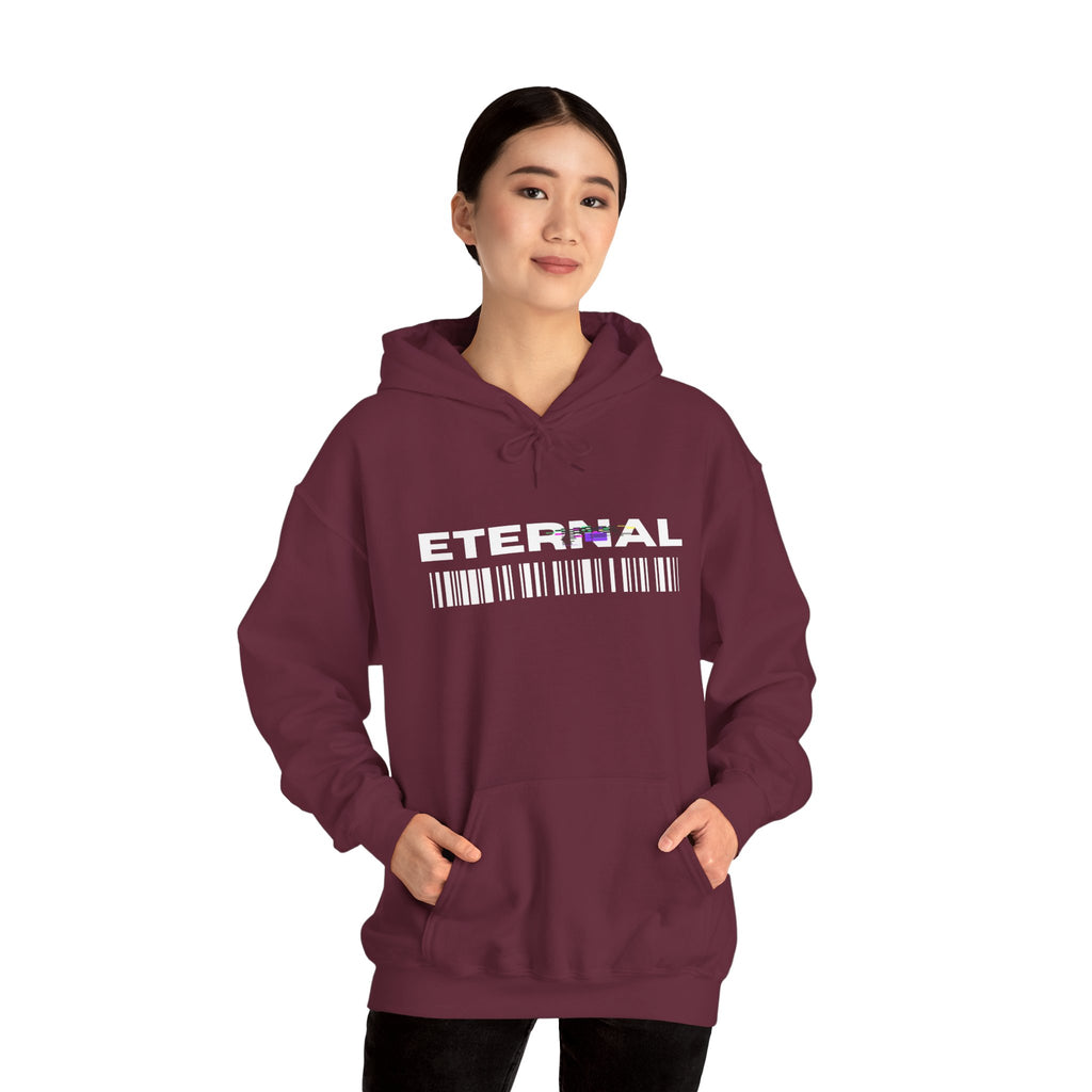 Eternal Barcode Hoodie — Black Graphic Pullover
