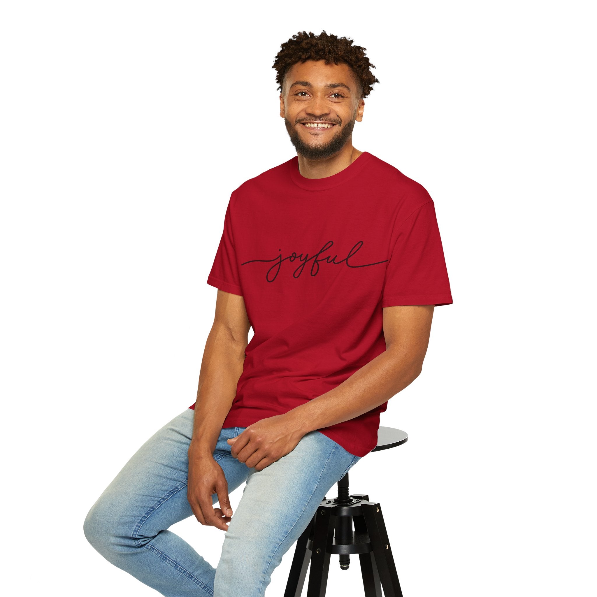 Joyful Unisex Garment-Dyed T-Shirt, Positive Vibes Shirt, Casual Everyday Tee, Gift for Friends, Birthday Celebration Top
