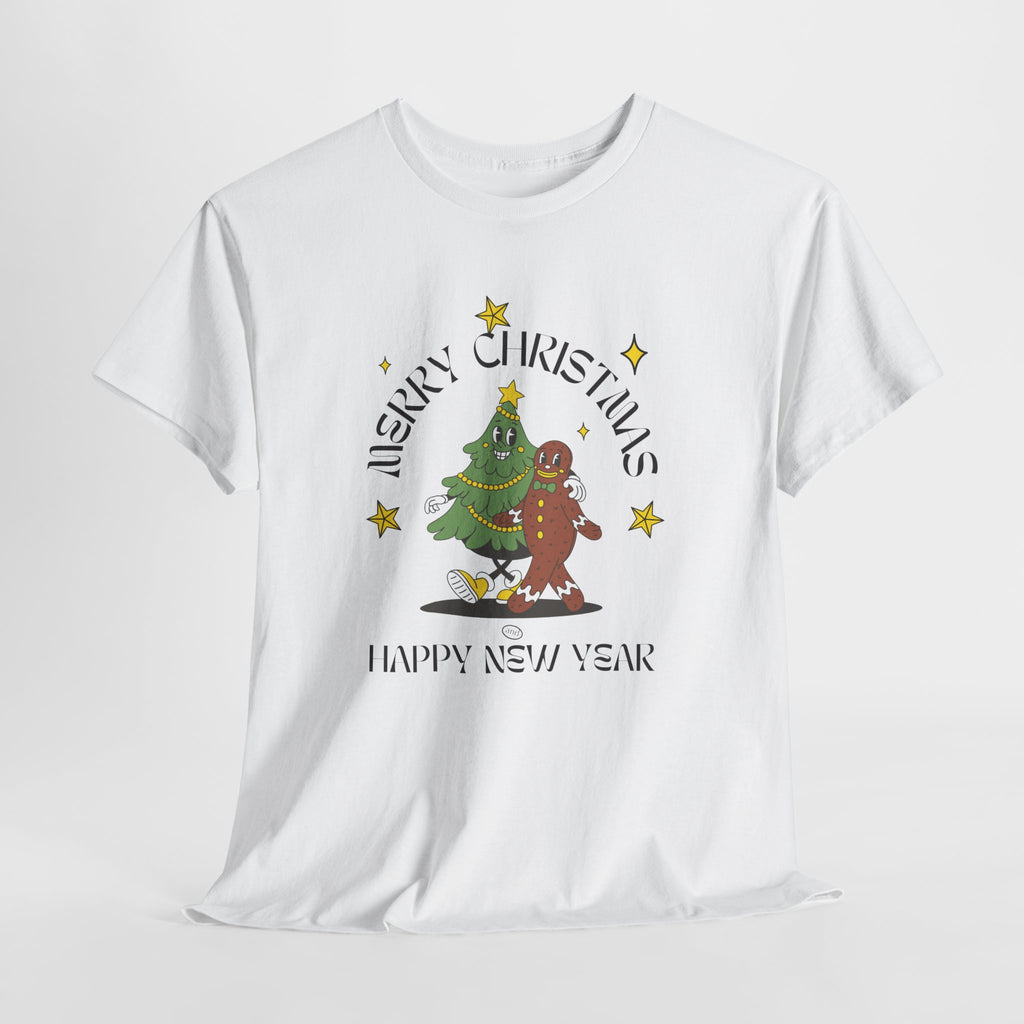 Christmas Gingerbread Tree Tee - "Merry Christmas, Happy New Year" Holiday Shirt