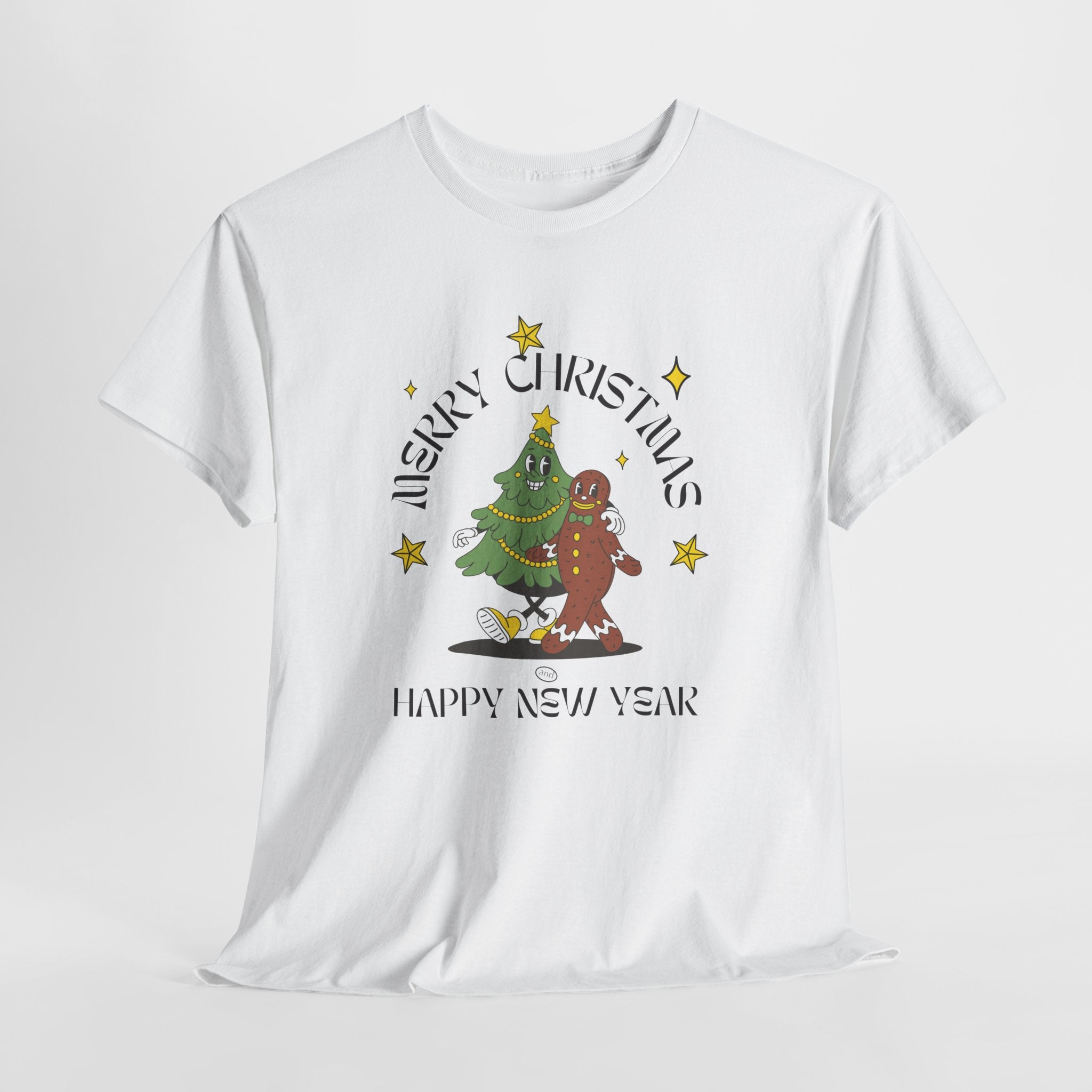 Christmas Gingerbread Tree Tee - "Merry Christmas, Happy New Year" Holiday Shirt