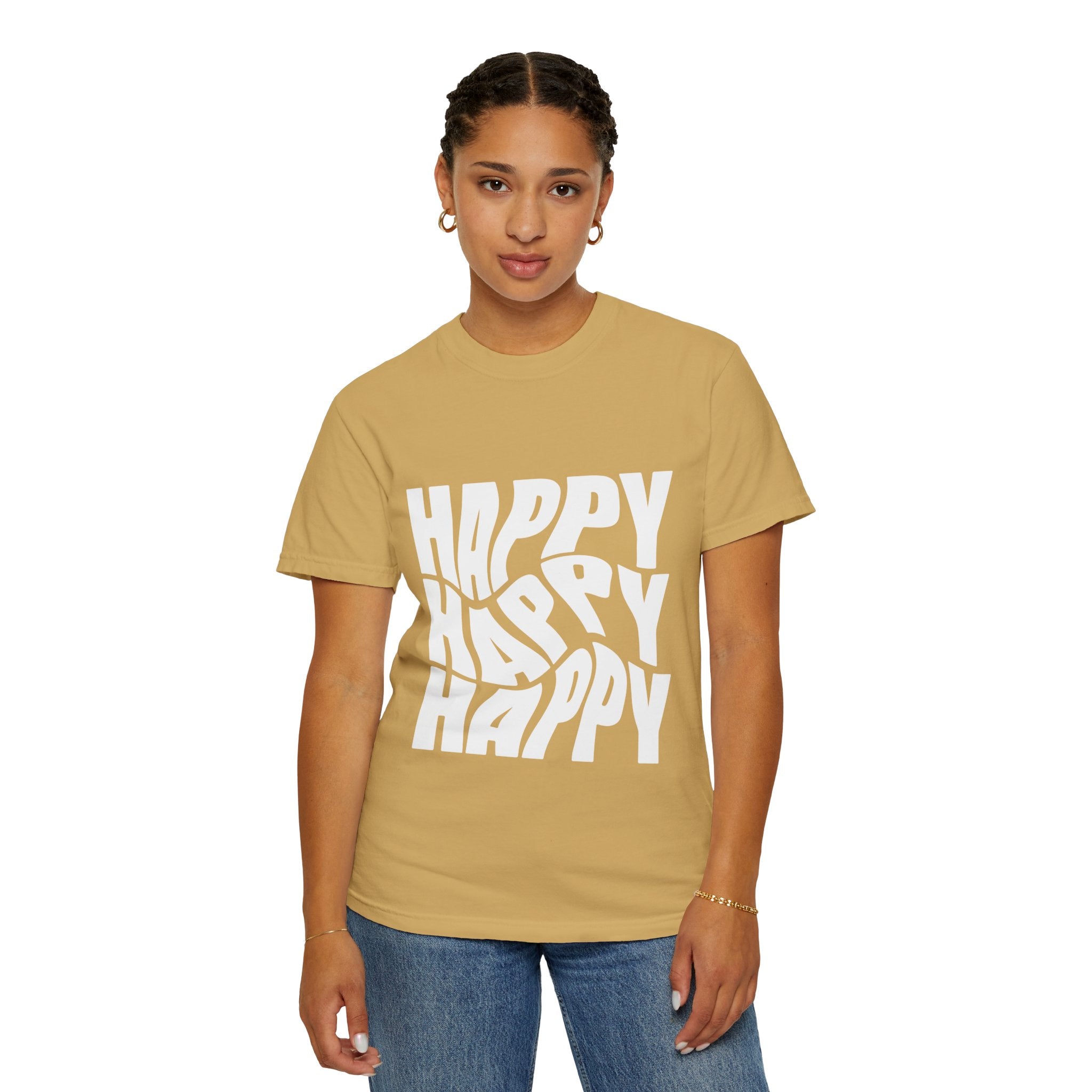 Happy Vibes Unisex Garment-Dyed T-shirt | Positive Affirmation Tee, Casual Wear, Gift for Friends, Summer Style, Comfort Apparel