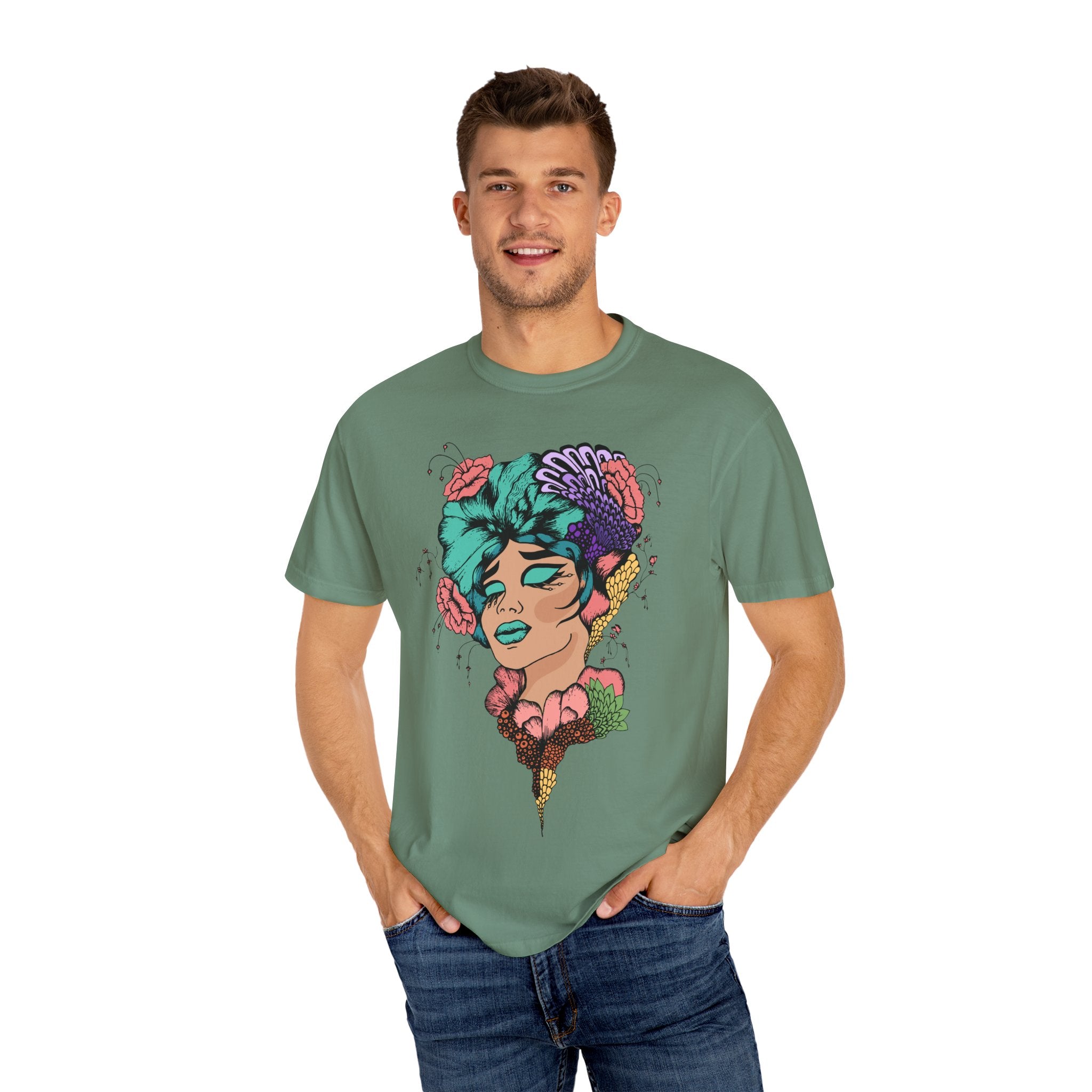 Floral Fantasy T-Shirt | Artistic Graphic Tee for Nature Lovers, Unique Gift, Casual Wear, Eco-Friendly Fashion