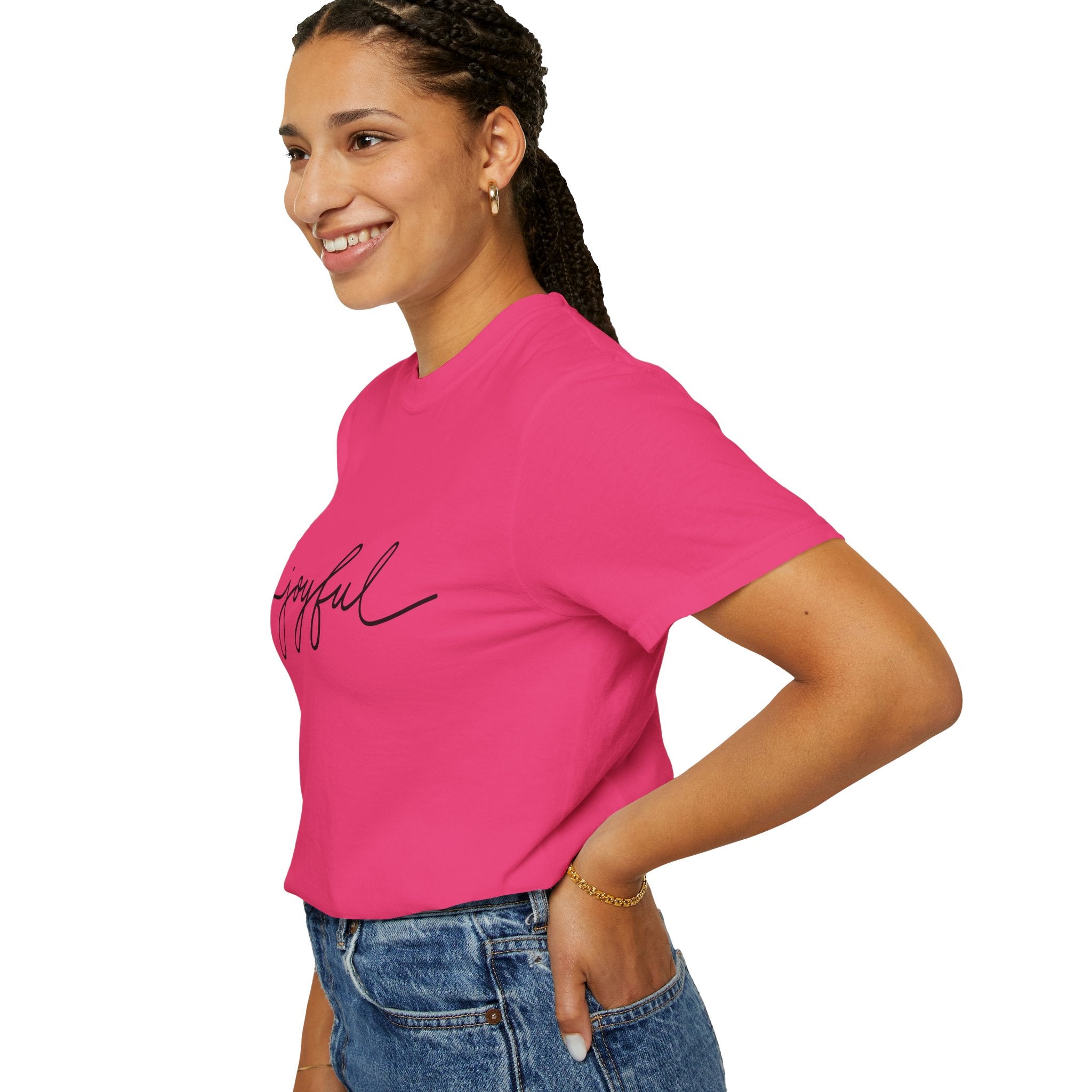 Joyful Unisex Garment-Dyed T-Shirt, Positive Vibes Shirt, Casual Everyday Tee, Gift for Friends, Birthday Celebration Top
