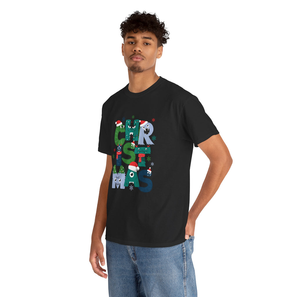 Christmas Graphic Tee — Cute Holiday "CHRISTMAS" Lettering T‑Shirt