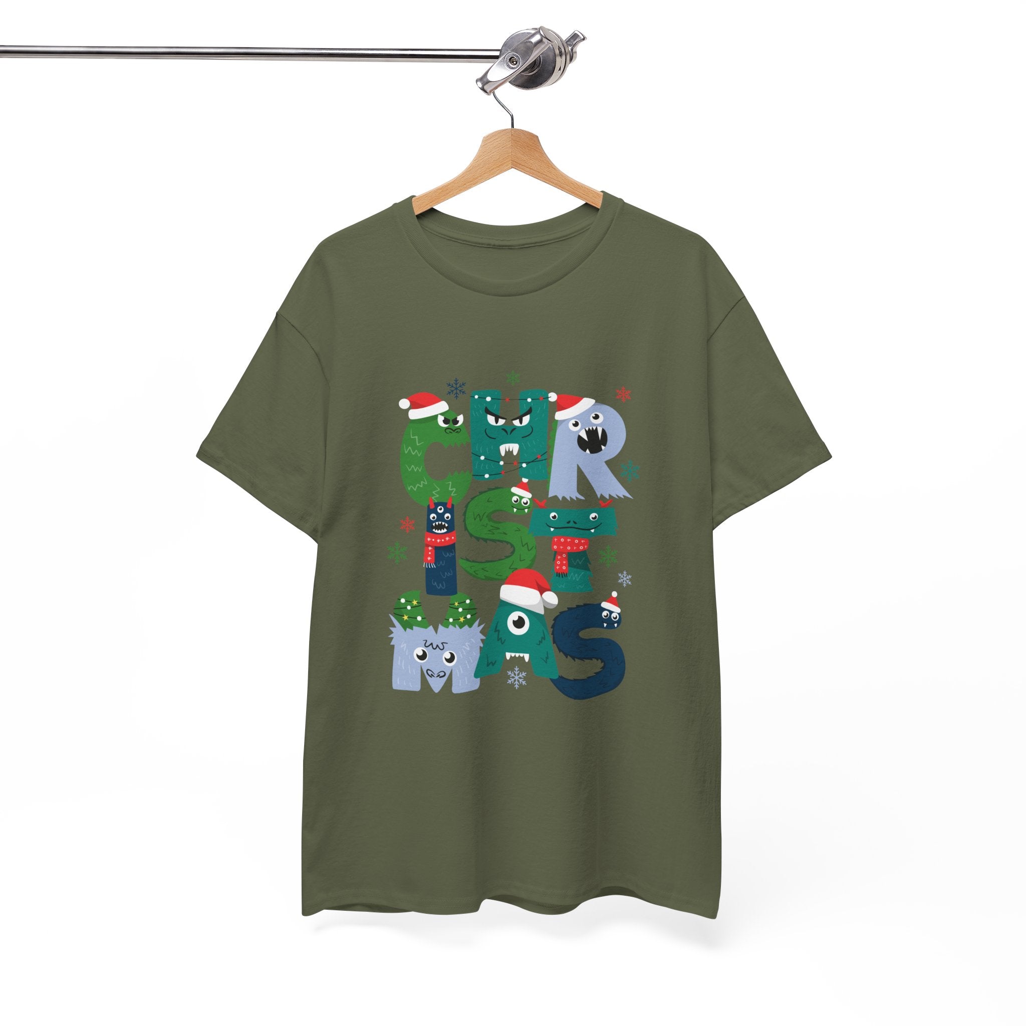 Christmas Graphic Tee — Cute Holiday "CHRISTMAS" Lettering T‑Shirt