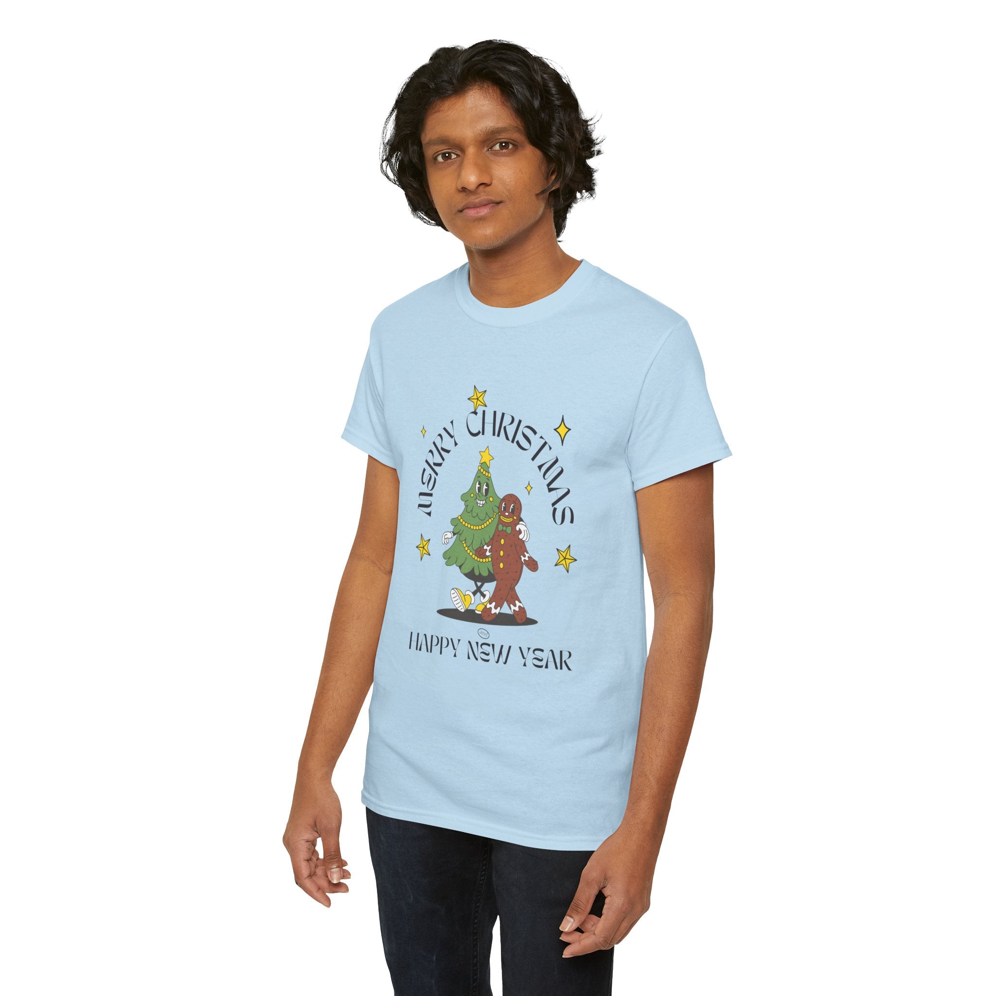 Christmas Gingerbread Tree Tee - "Merry Christmas, Happy New Year" Holiday Shirt