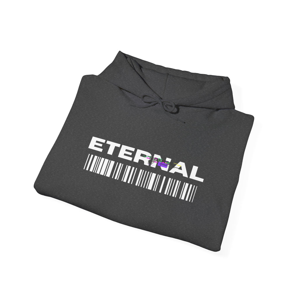 Eternal Barcode Hoodie — Black Graphic Pullover