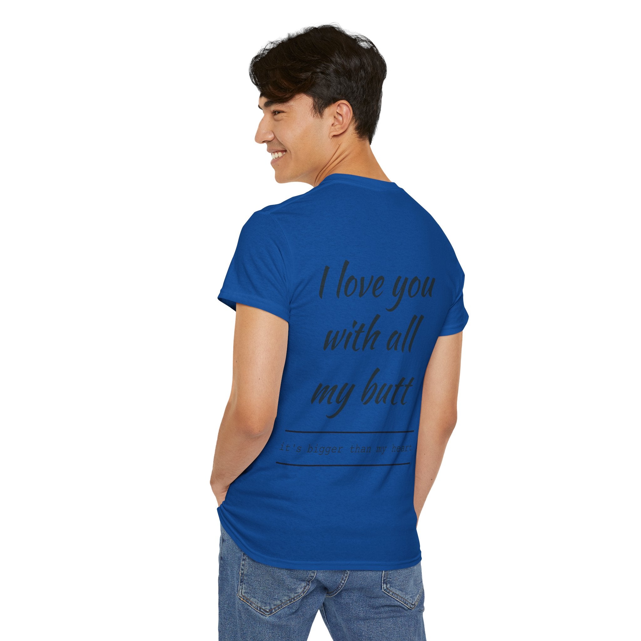 Unisex Heavy Cotton Tee: 'I Love You with All My Butt' Fun Graphic Shirt, Gift for Couples, Quirky Humor Tee, Valentine's Day, Anniversary