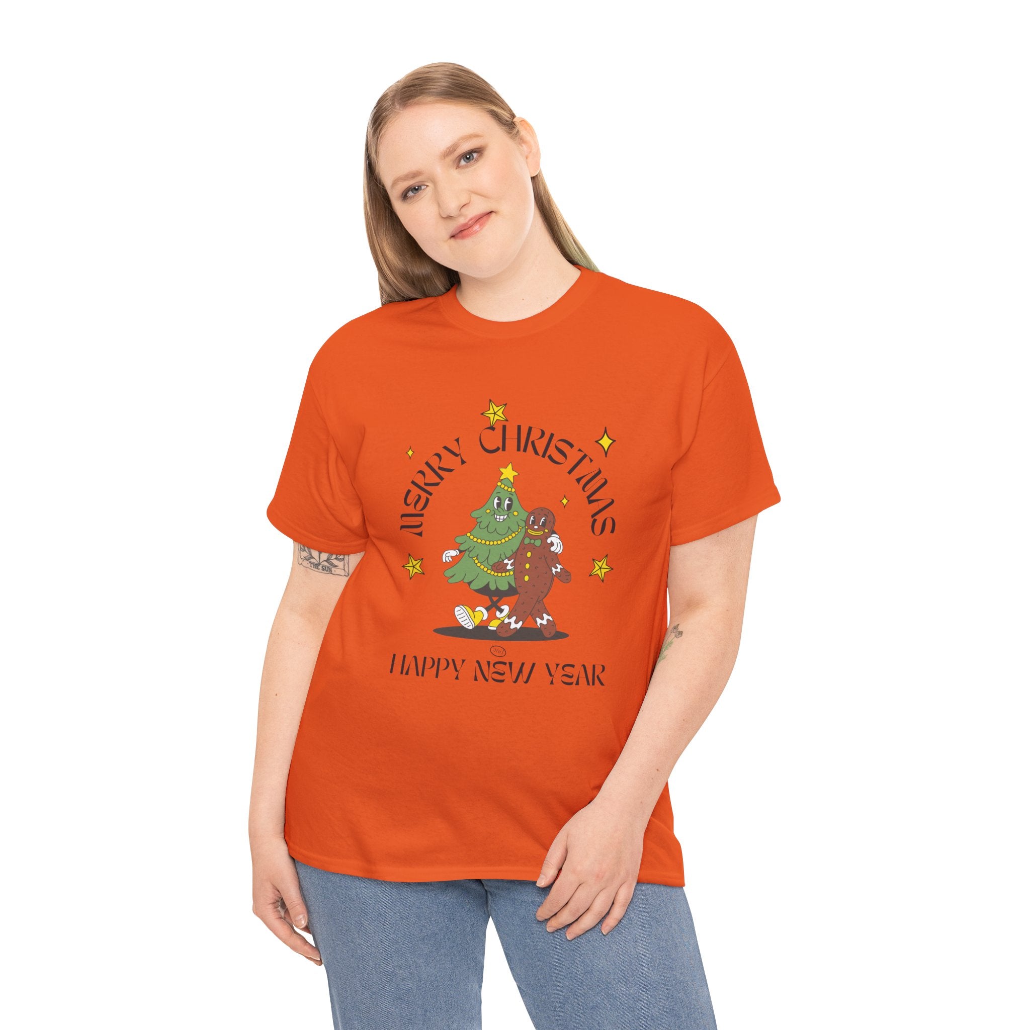 Christmas Gingerbread Tree Tee - "Merry Christmas, Happy New Year" Holiday Shirt