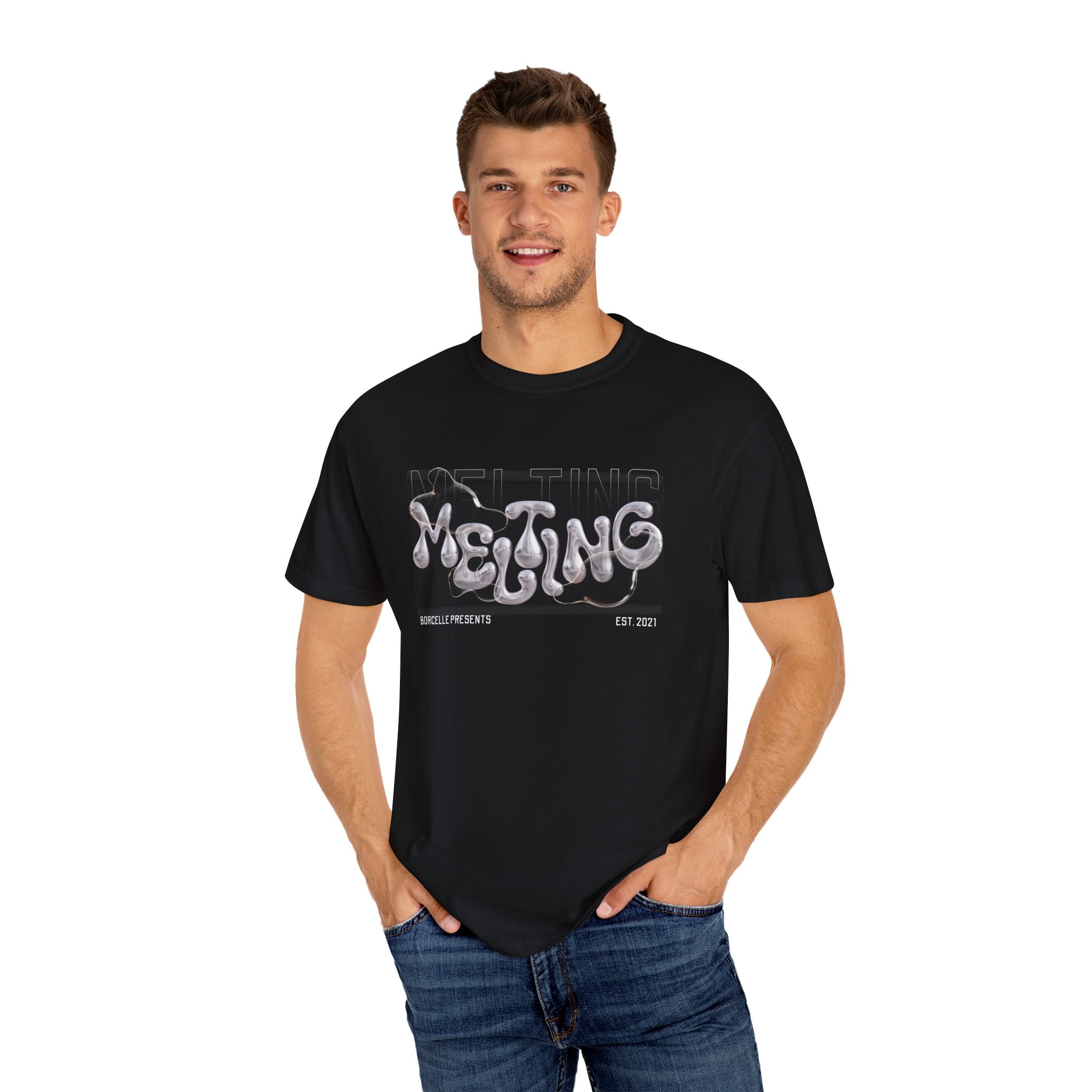 Melting Vibes Unisex Garment-Dyed T-shirt | Cool Graphic Tee for Art Lovers, Trendy Casual Wear, Unique Gift, Summer Style