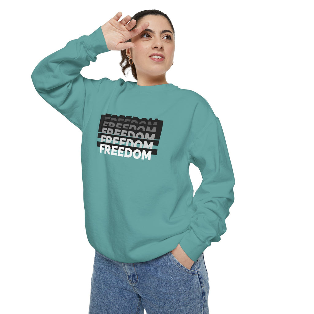 Freedom Unisex Garment-Dyed Sweatshirt - Cozy Casual Wear, Gift for Him/Her, Perfect for Relaxation, Street Style, Everyday Comfort
