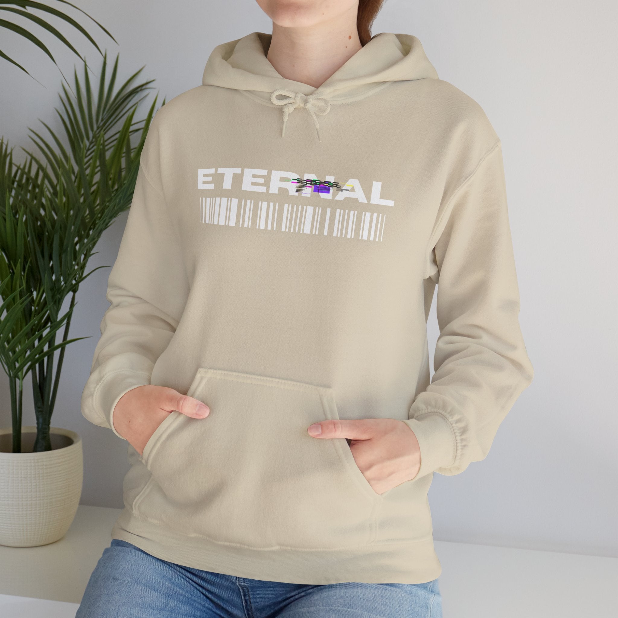 Eternal Barcode Hoodie — Black Graphic Pullover