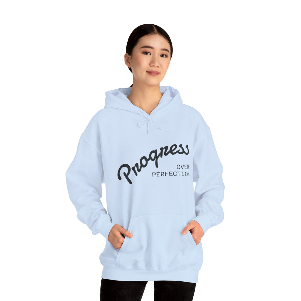 Progress Over Perfection Hoodie, Motivational Sweatshirt, Unisex Hooded Sweatshirt, Cozy Casual Wear, Gift for Her, Inspirational Apparel